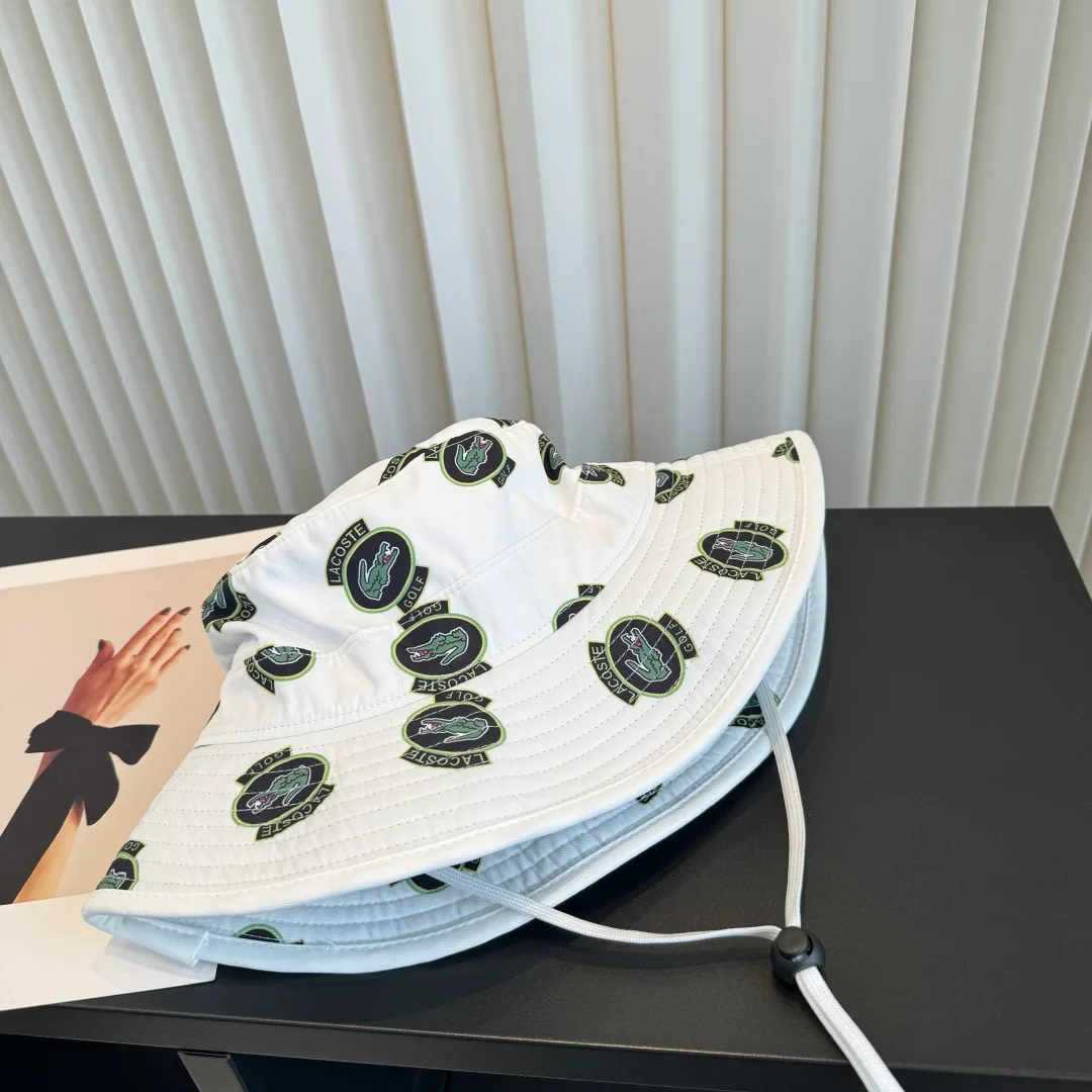 Lacoste Golf-Pattern Bucket Hat in White · view 7