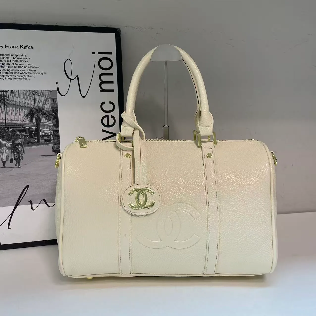 Chanel Pillow CC bowling handbag in Blue & Pink & Beige & Burgundy & Yellow & Cream & Brown & Black · view 6