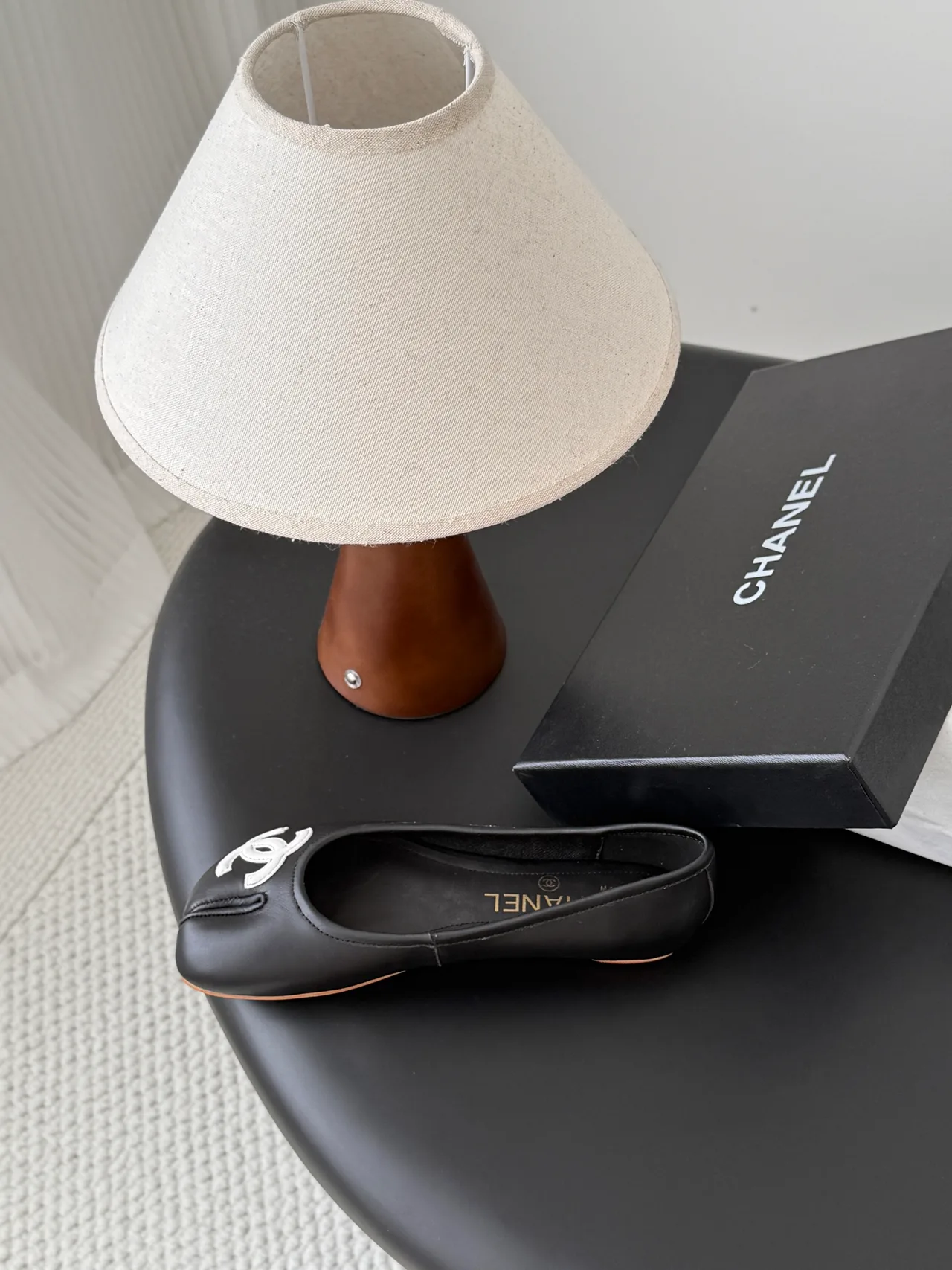 Chanel Cowhide Ballet Flats in Black · view 7