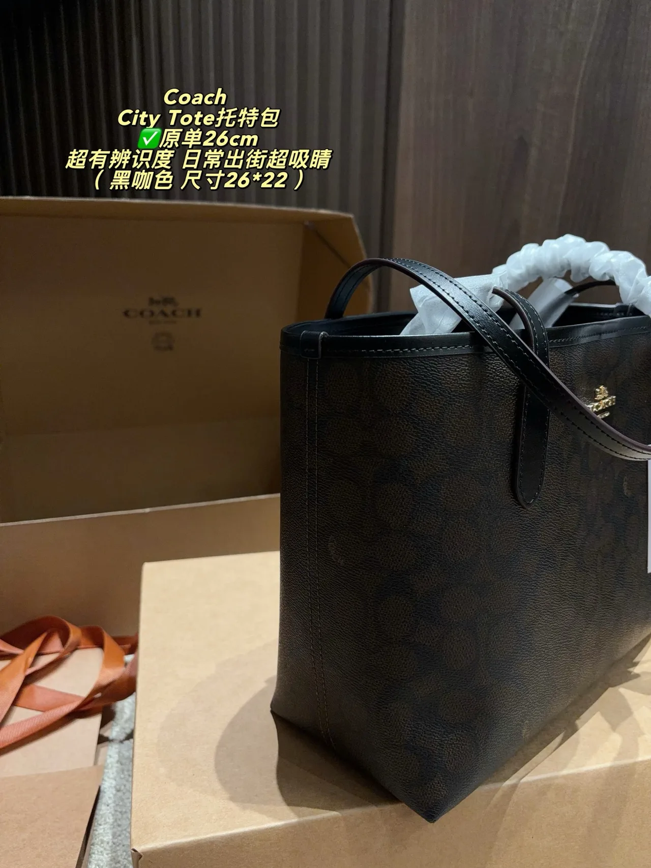 Coach Canvas Smooth City Tote in Brown · view 4