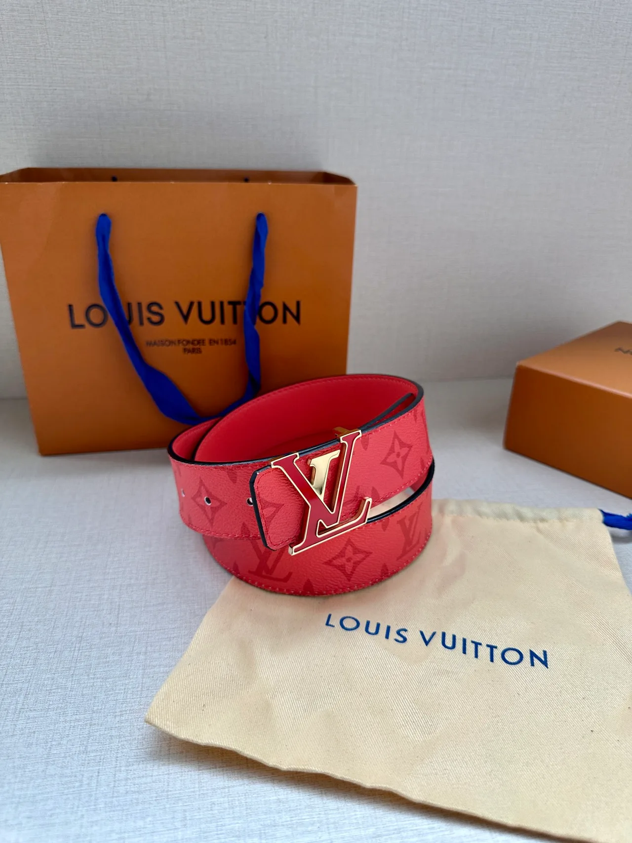Louis Vuitton Canvas Smooth Belt in Red · view 1