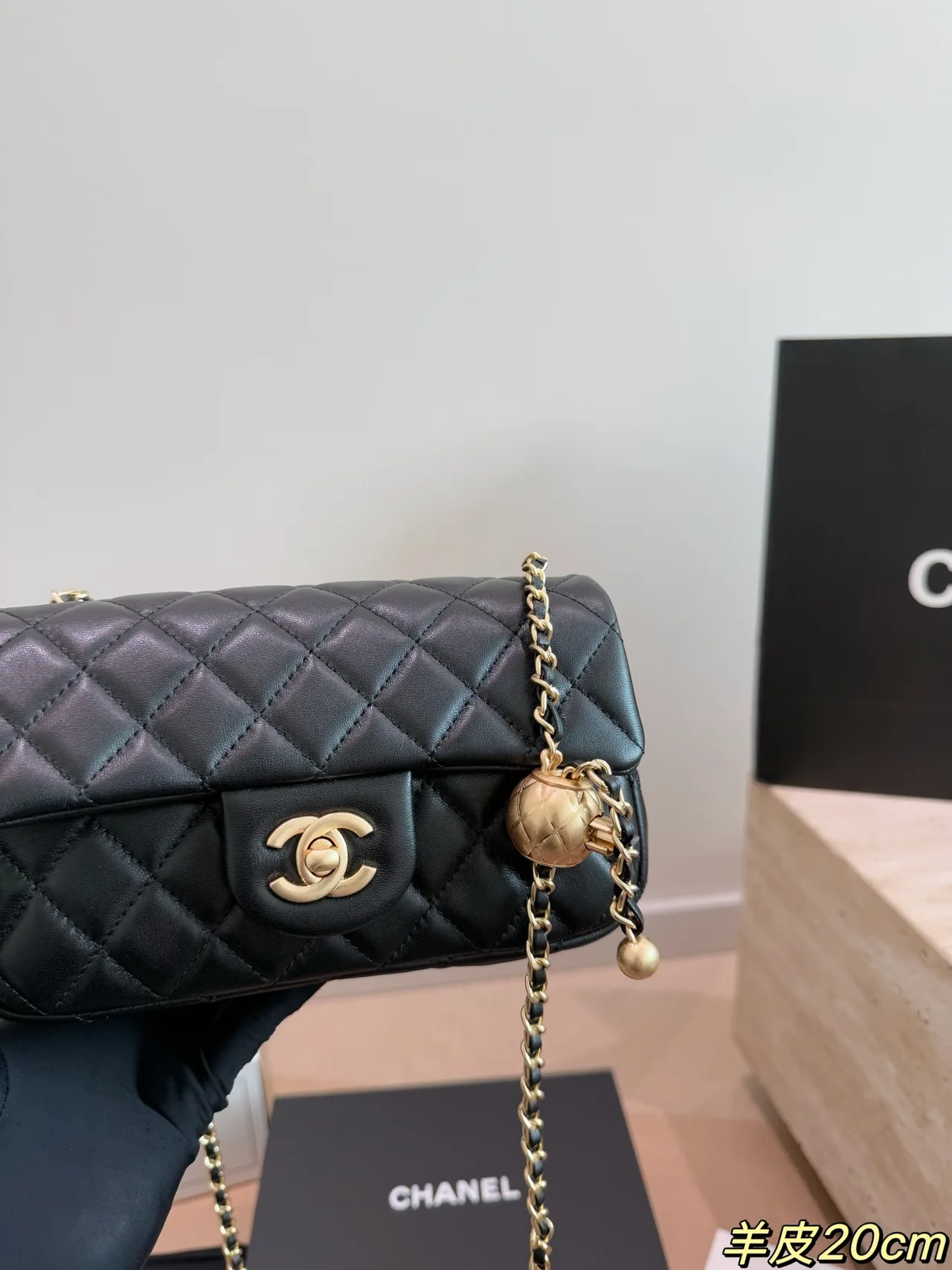 Chanel Lambskin Flap Shoulder Bag in Black · view 1