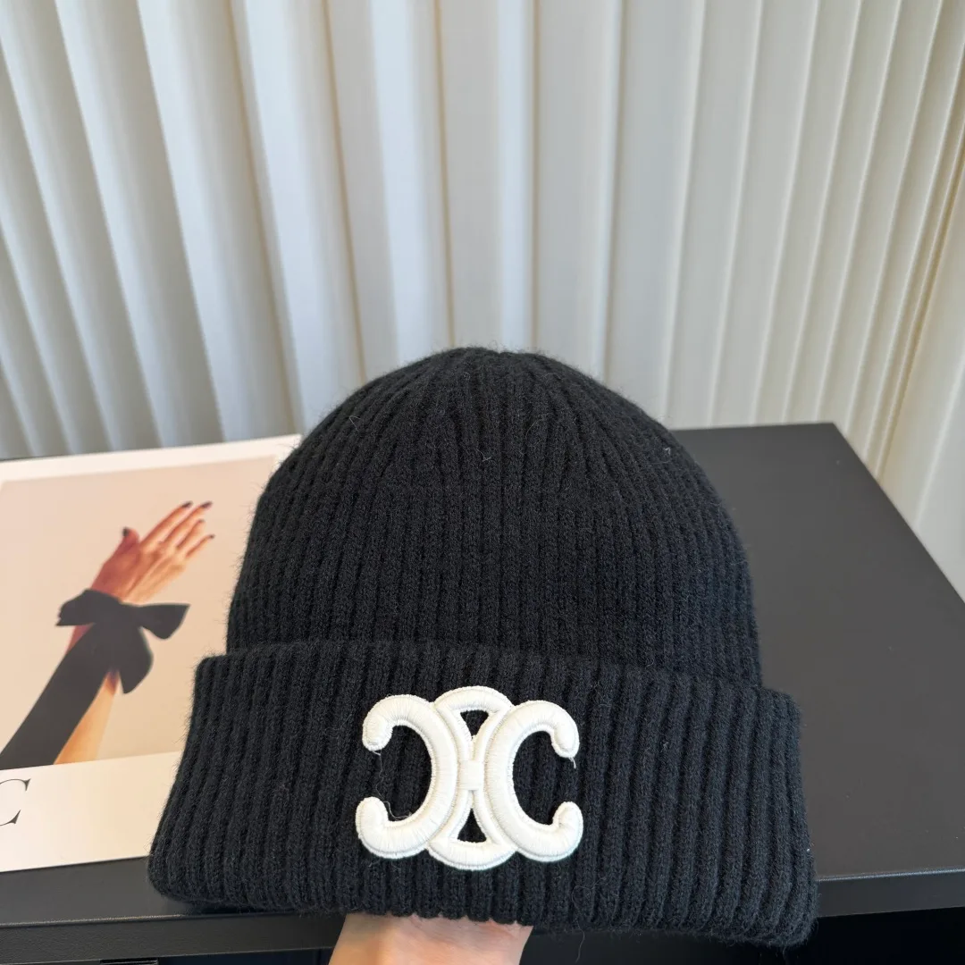 Celine Ribbed Beanie in Black · view 4