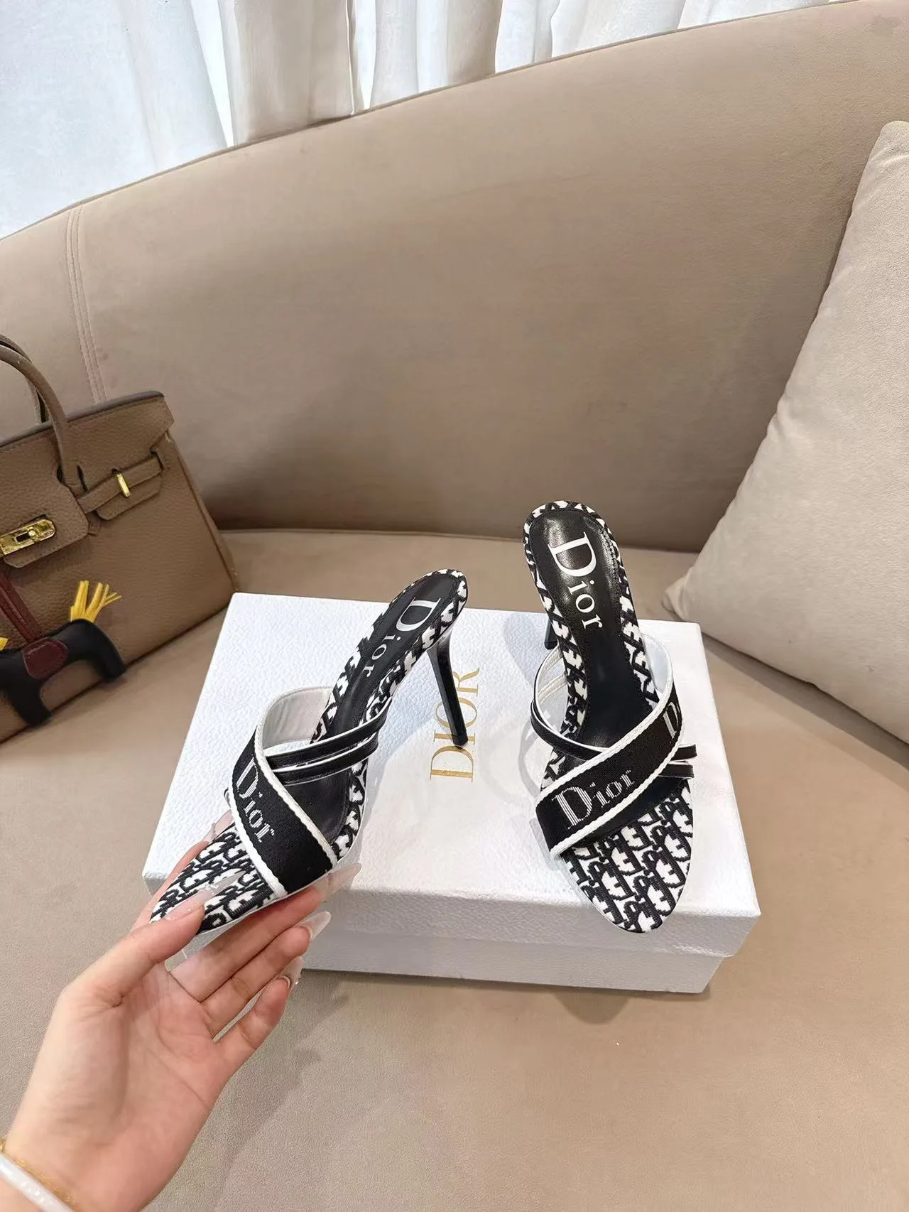 Dior Sheepskin Pointed-Toe Mules in Black · view 5