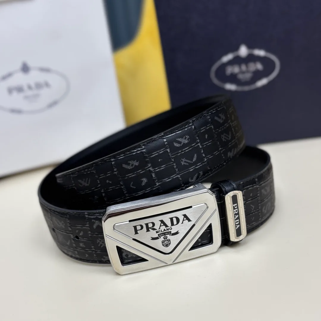 Prada Triangle Buckle Belt in Black · view 6