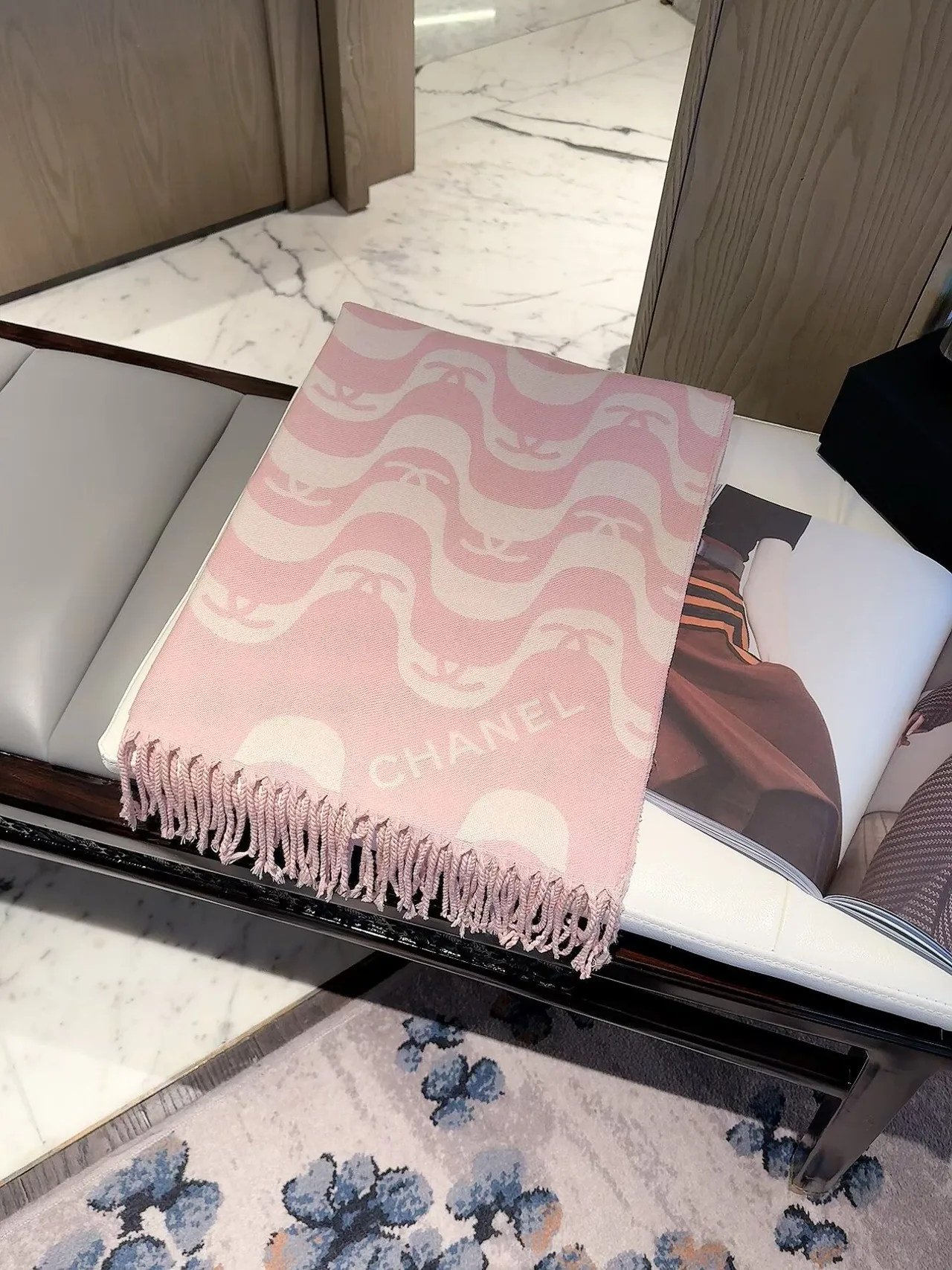 Chanel Wave CC Scarf in Pink & Black · view 1