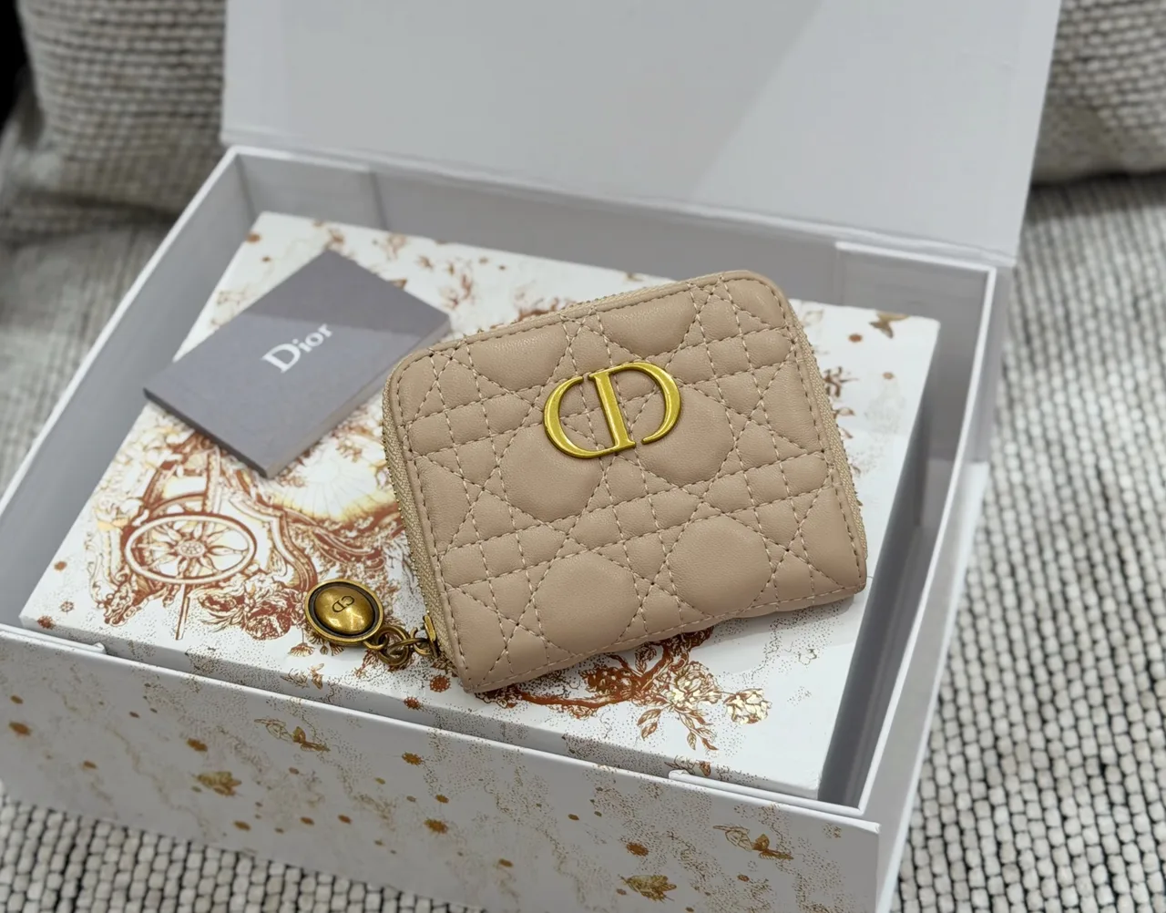Dior CD zip wallet in White & Pink & Beige & Burgundy & Red & Black & Grey · view 3