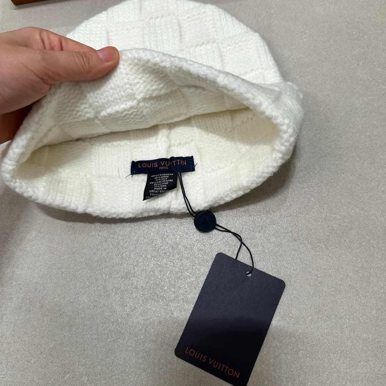 Louis Vuitton Square-texture knit beanie in Black & White · view 5