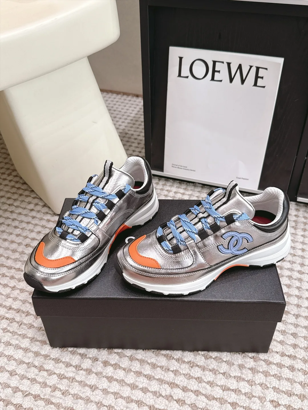 Loewe Cowhide Sneakers in Silver · view 3