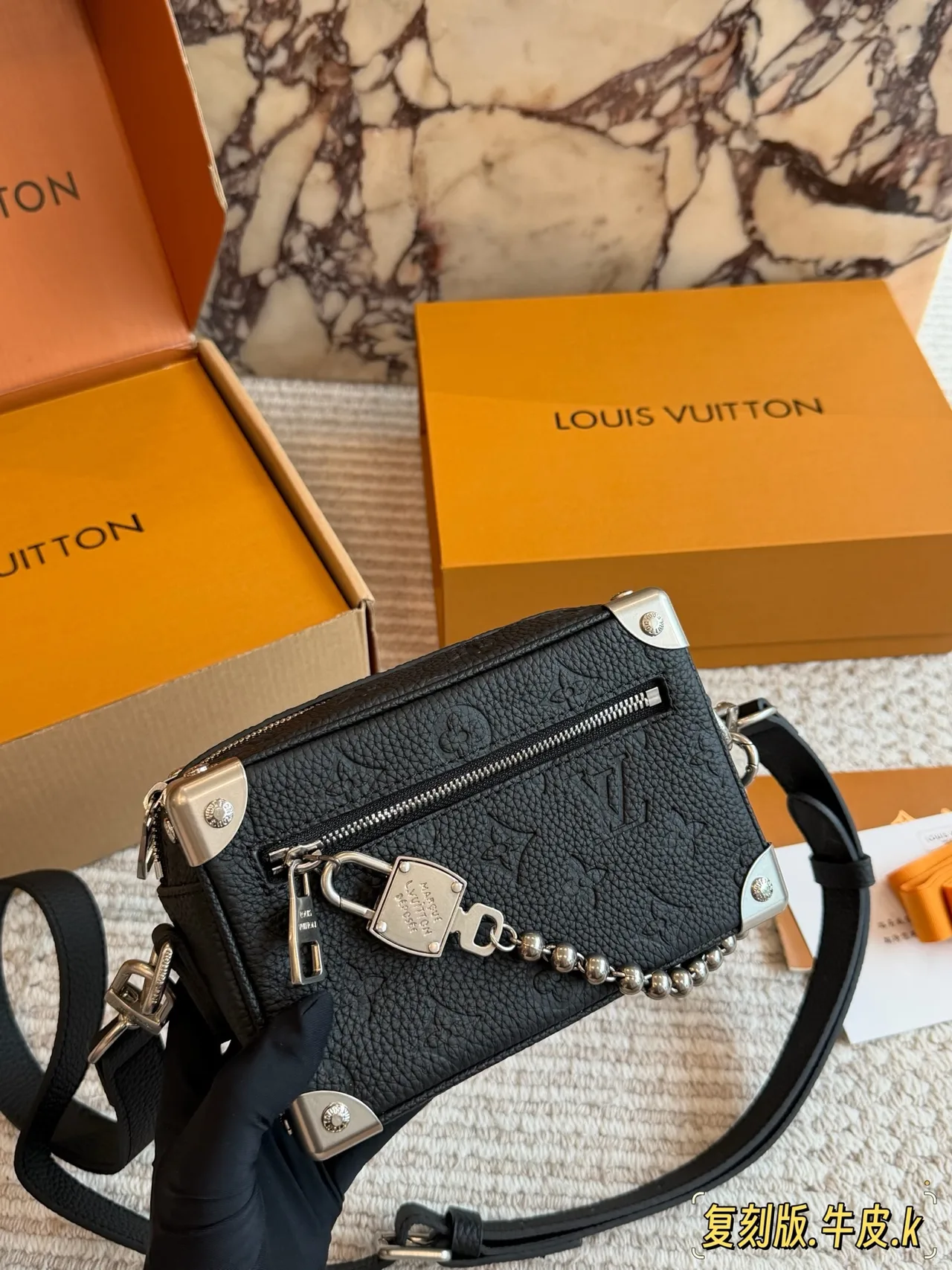 Louis Vuitton Cowhide Trunk Shoulder Bag in Black · view 1