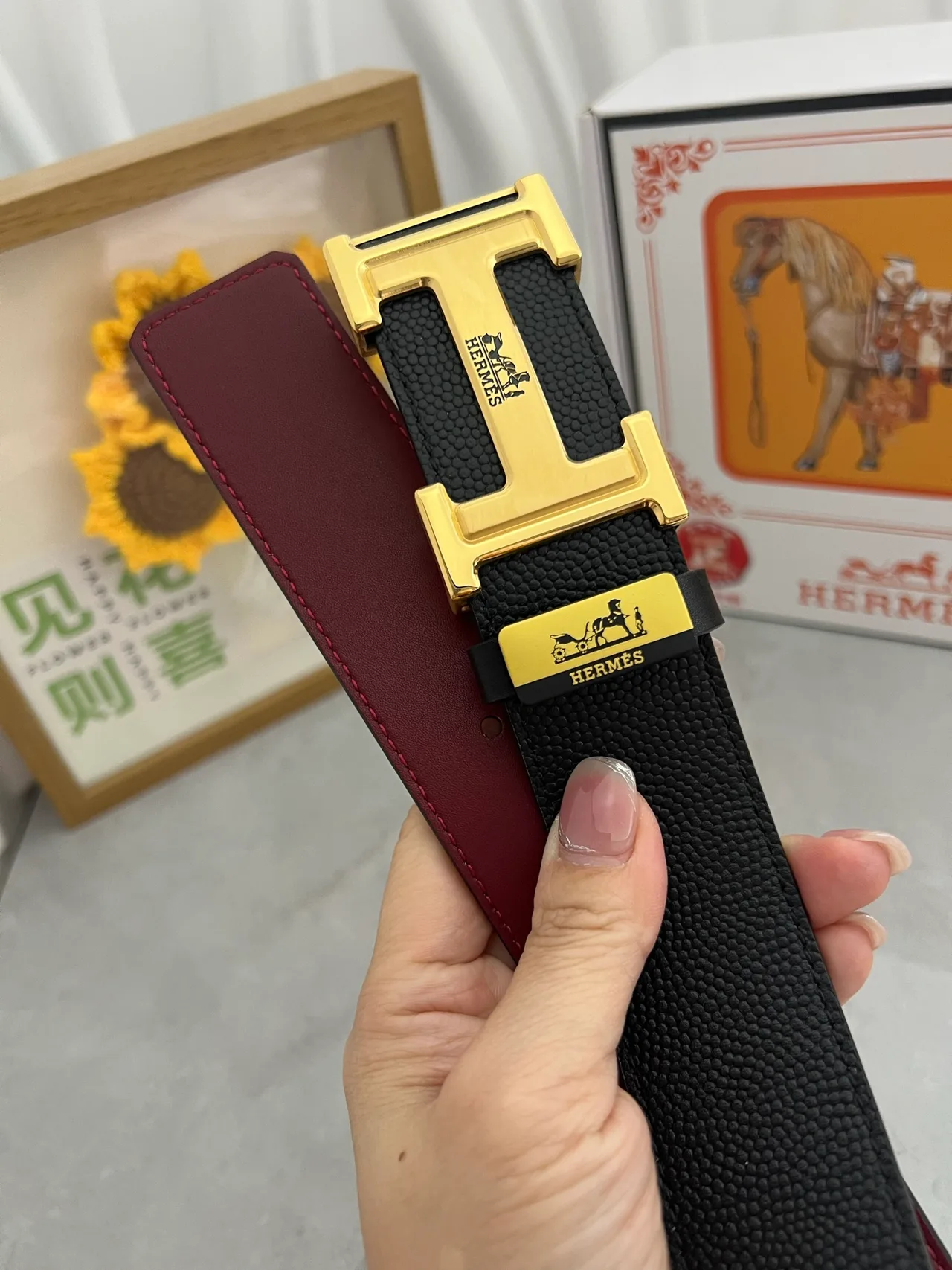 Hermes Reversible Belt in Black · view 7