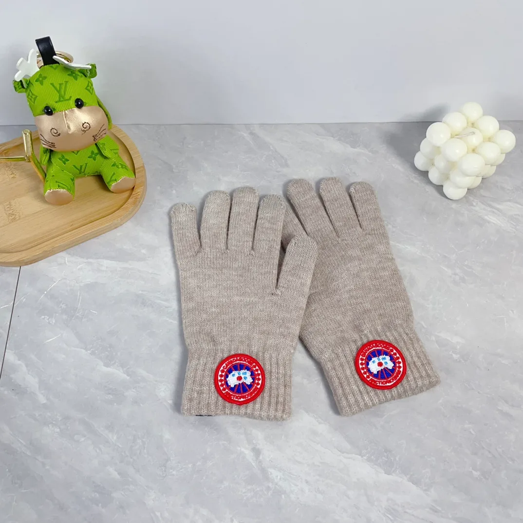 Canada Goose Wool Ribbed Hat Scarf and Gloves Set in Beige · view 5