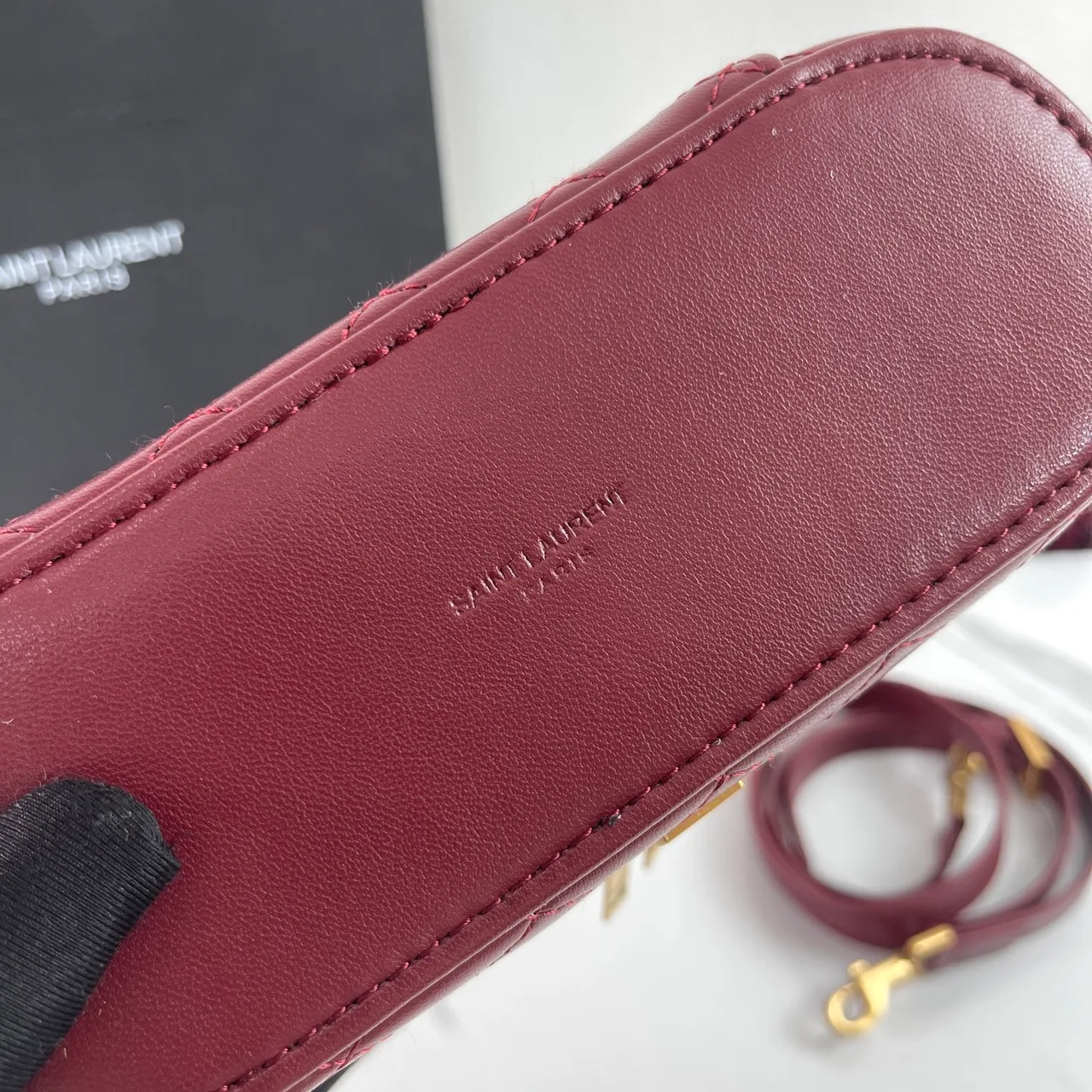 Saint Laurent Quilted Crossbody Bag in Burgundy · view 6