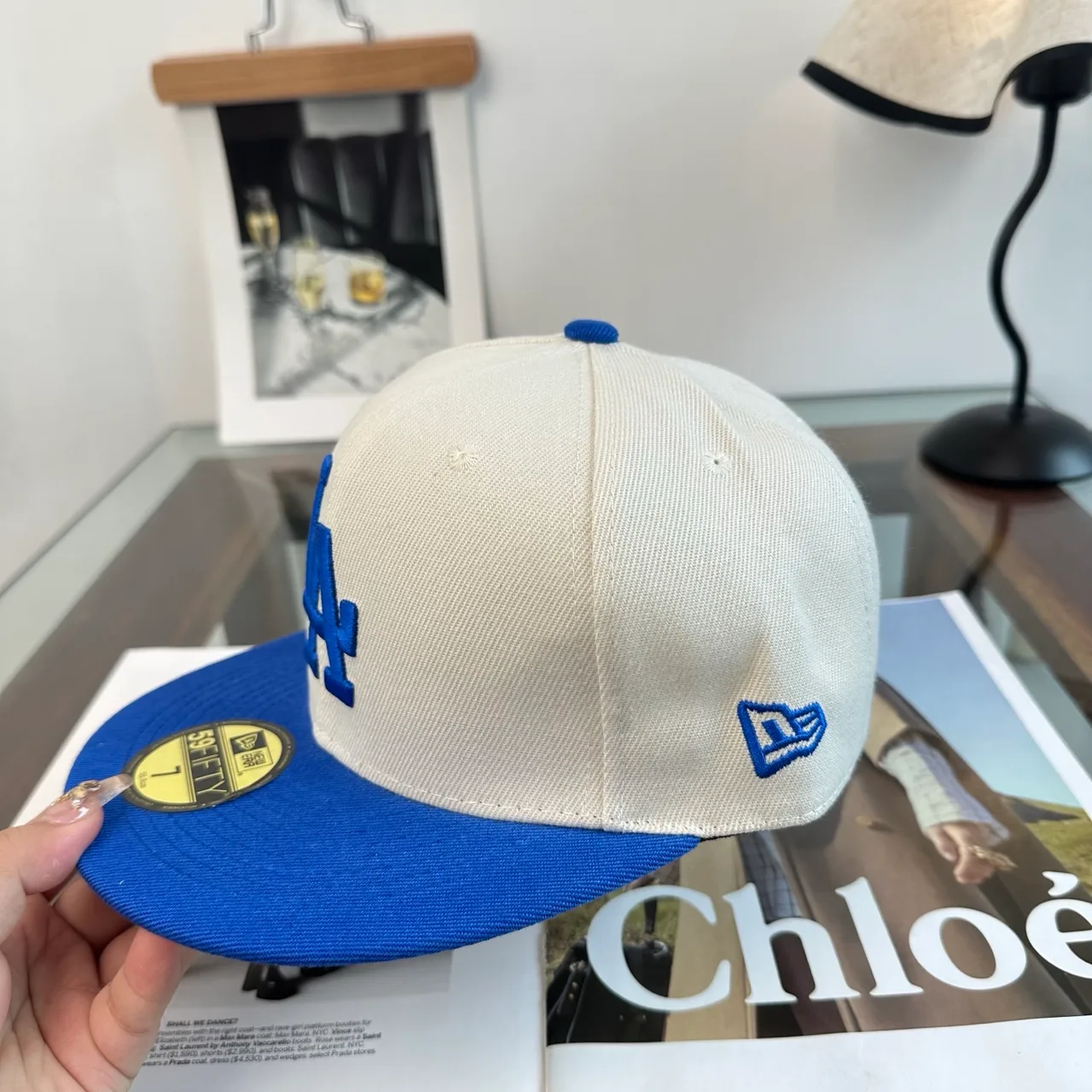 New Era Embroidered Baseball Cap in White · view 7