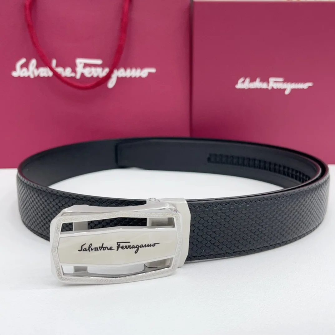 Ferragamo Calfskin Belt in Black · view 1