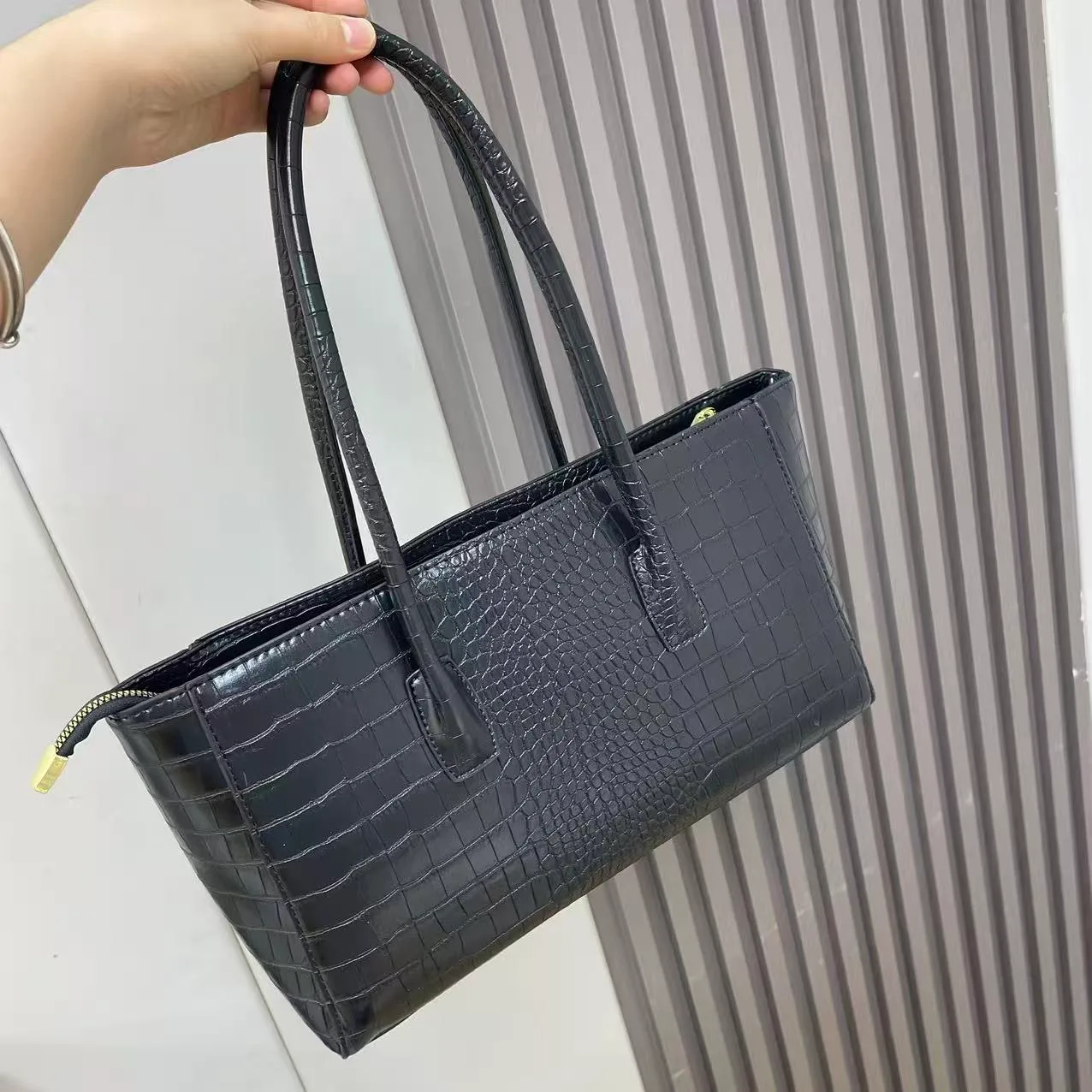Chanel Croc-Texture Tote in Brown & White & Burgundy & Black · view 7