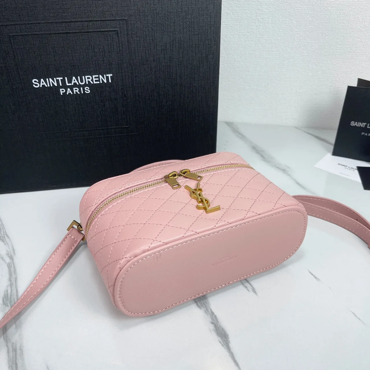 Saint Laurent Quilted Clutch in Pink · view 4
