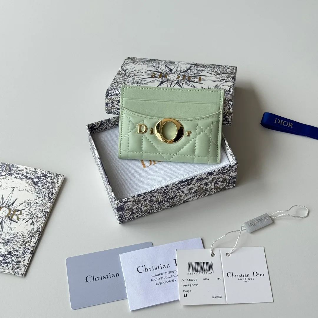 Dior Lambskin Quilted Cardholder in Green · view 2