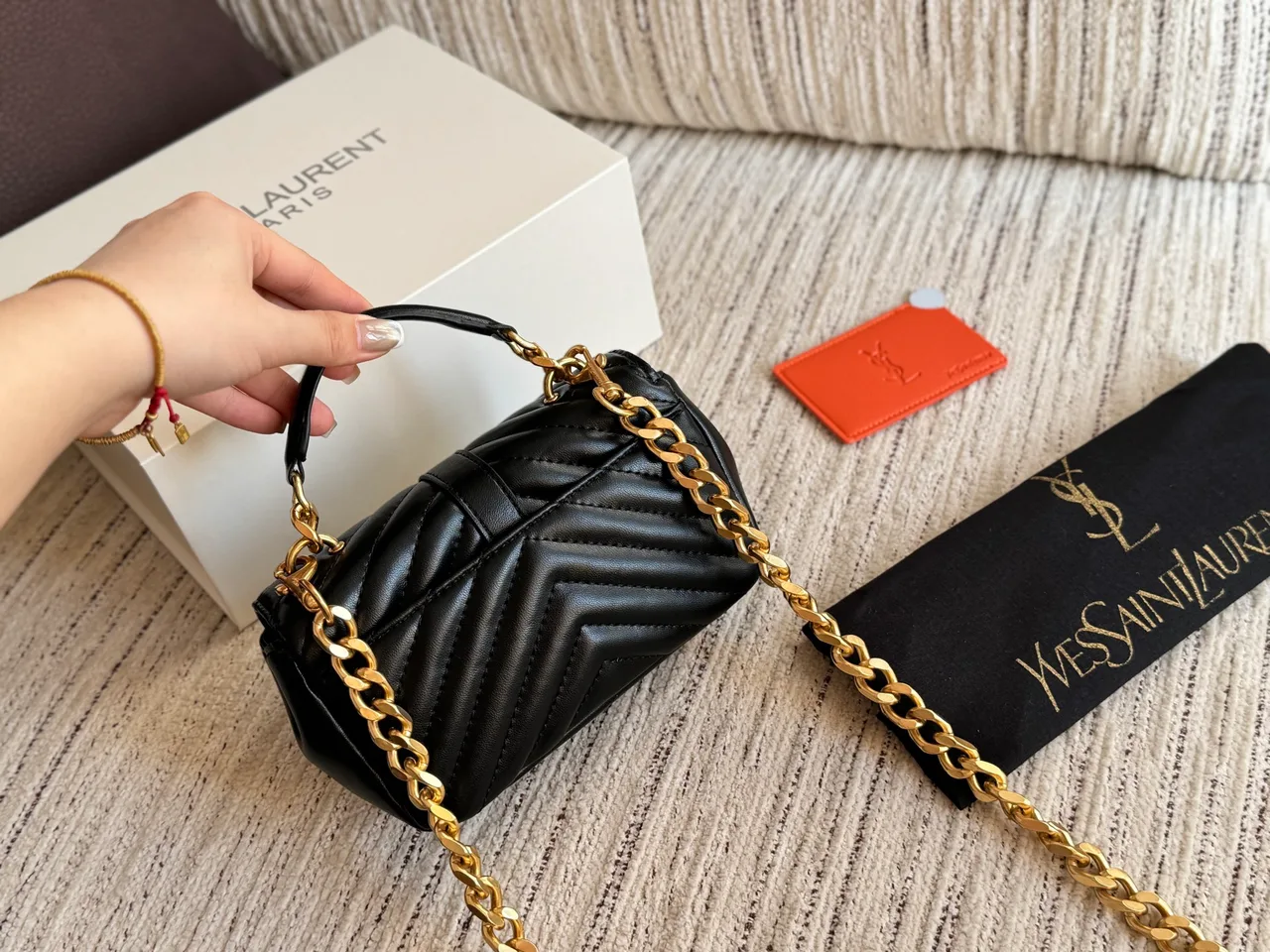 Saint Laurent Quilted Crossbody Bag in Black · view 3