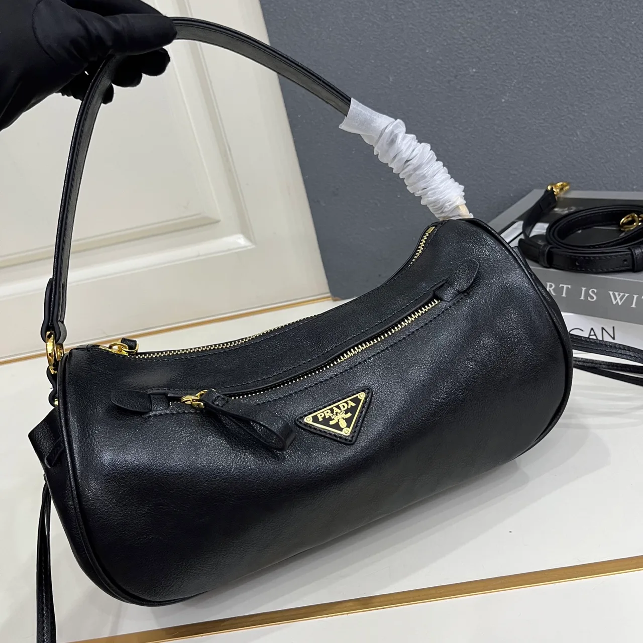 Prada Leather Shoulder Bag in Black · view 4