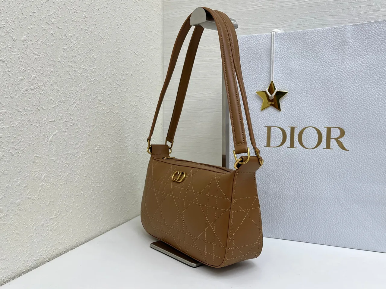 Dior Quilted Hobo Bag in Tan · view 3