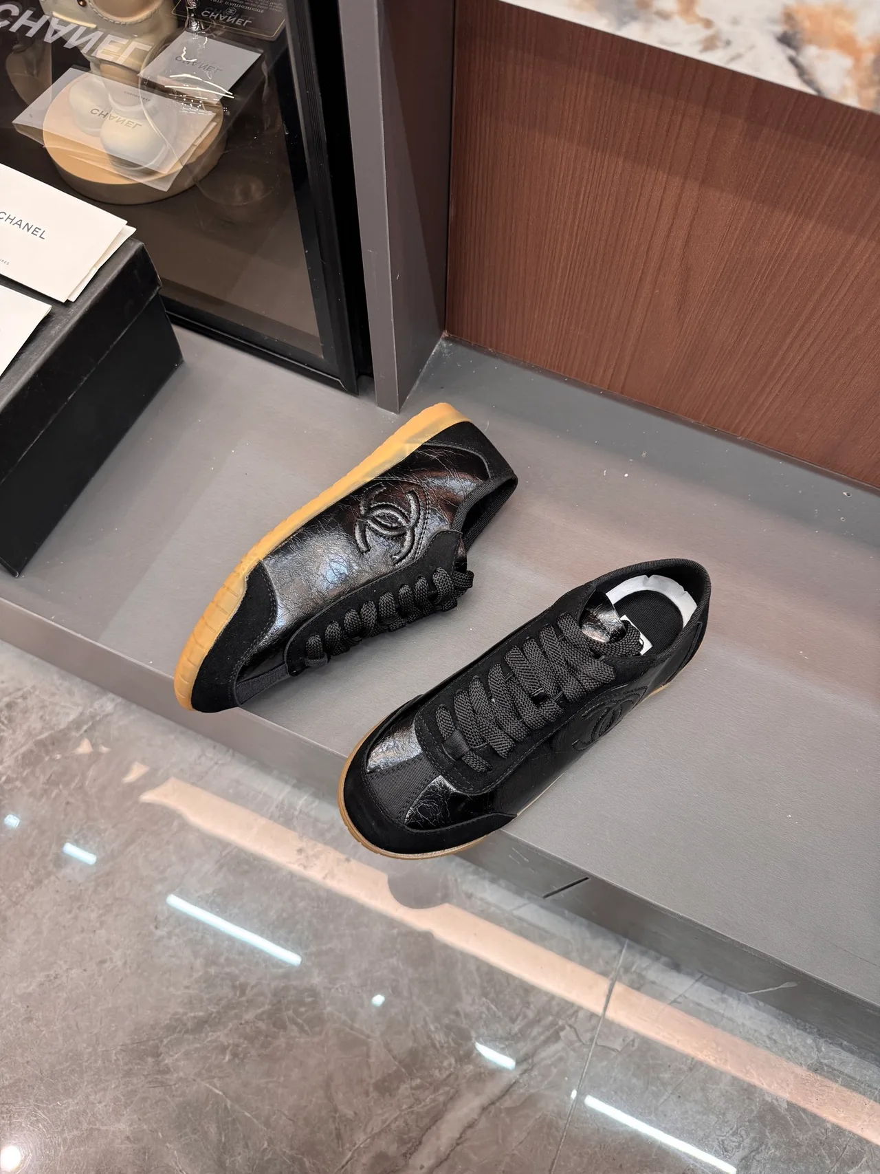 Chanel Cowhide Sneakers in Black · view 3
