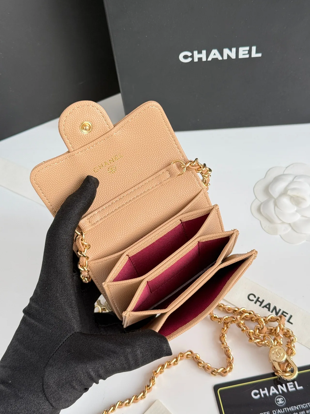 Chanel Quilted Wallet in Beige · view 8