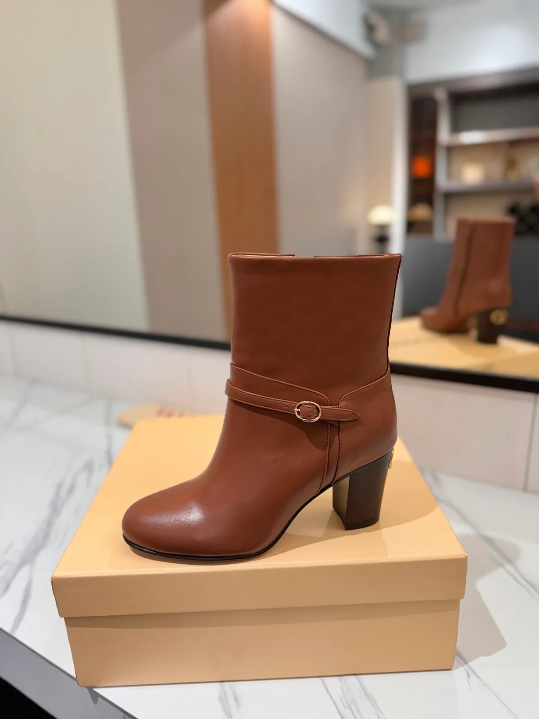 Valentino Calfskin Boots in Brown · view 4