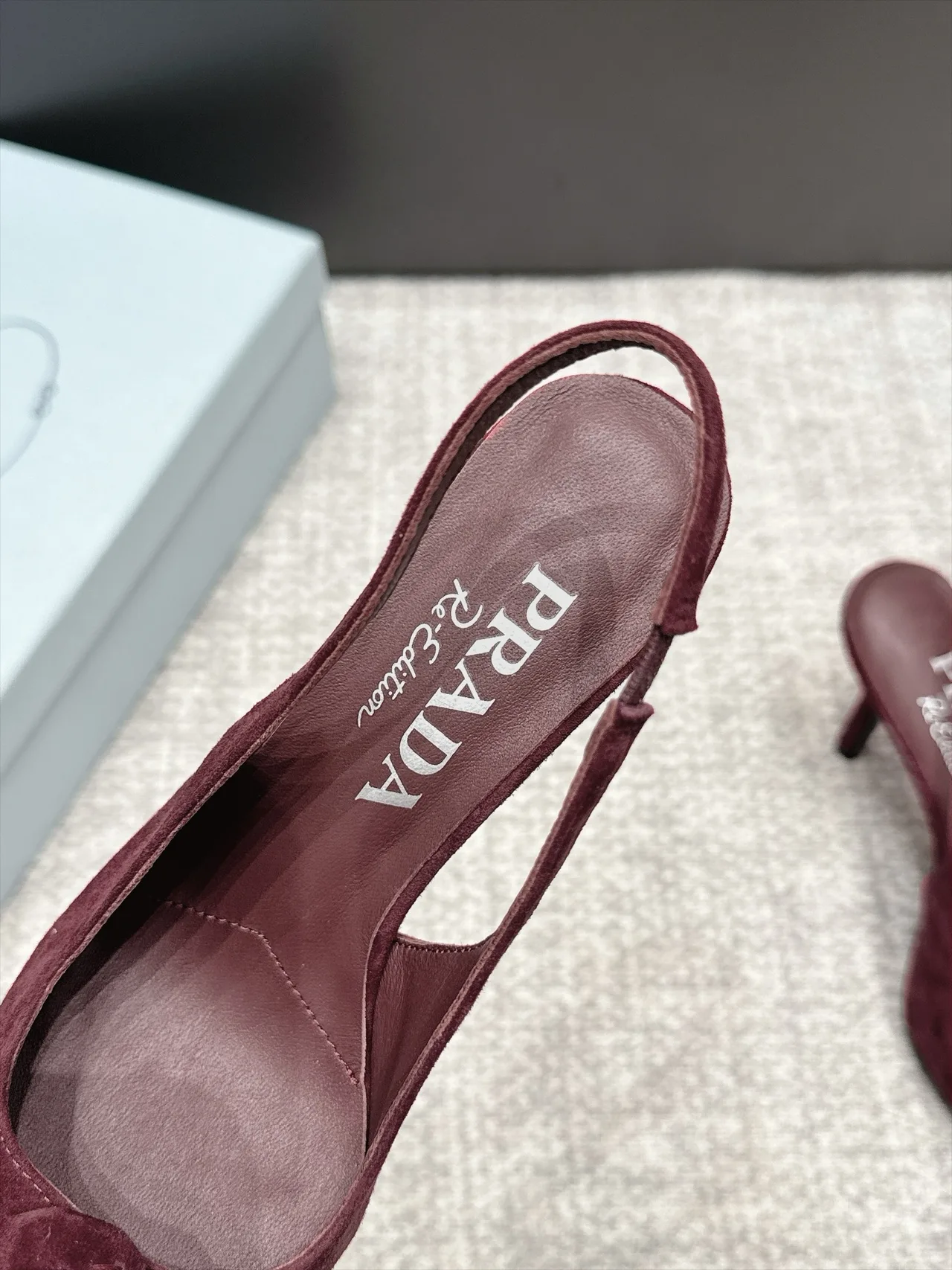 Prada Pointed Slingback Pumps in Burgundy · view 6
