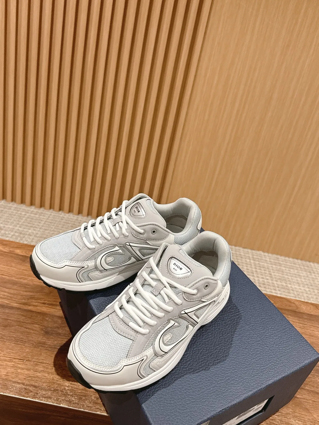 Dior Smooth Round-Toe Sneakers in Grey · view 4