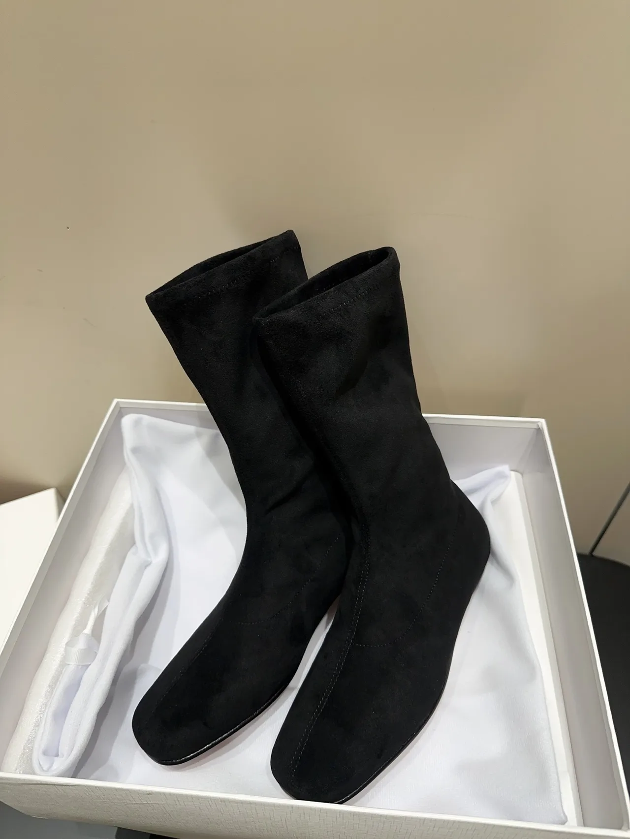 The Row Cowhide Sheepskin Matte Ankle Boots in Black · view 5