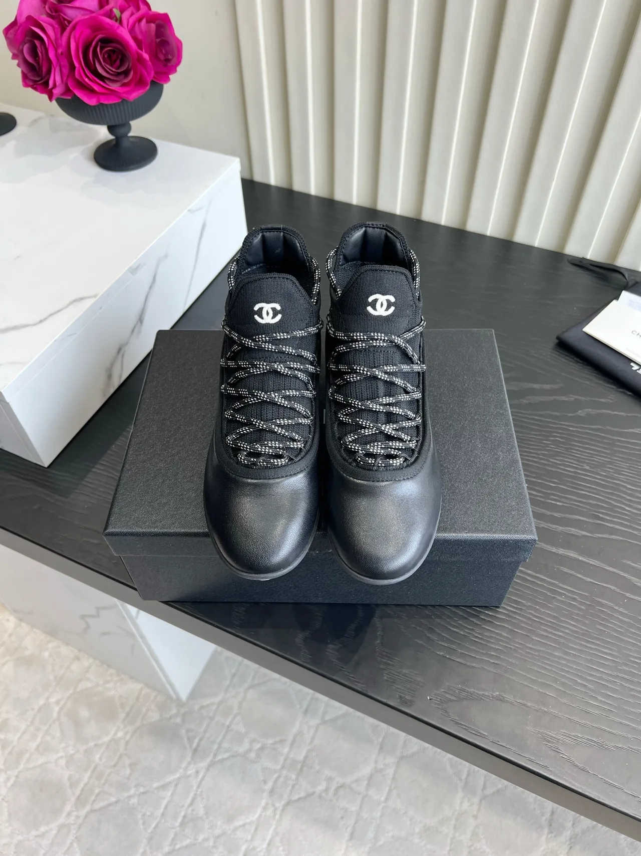 Chanel Sheepskin Sneakers in Black · view 1