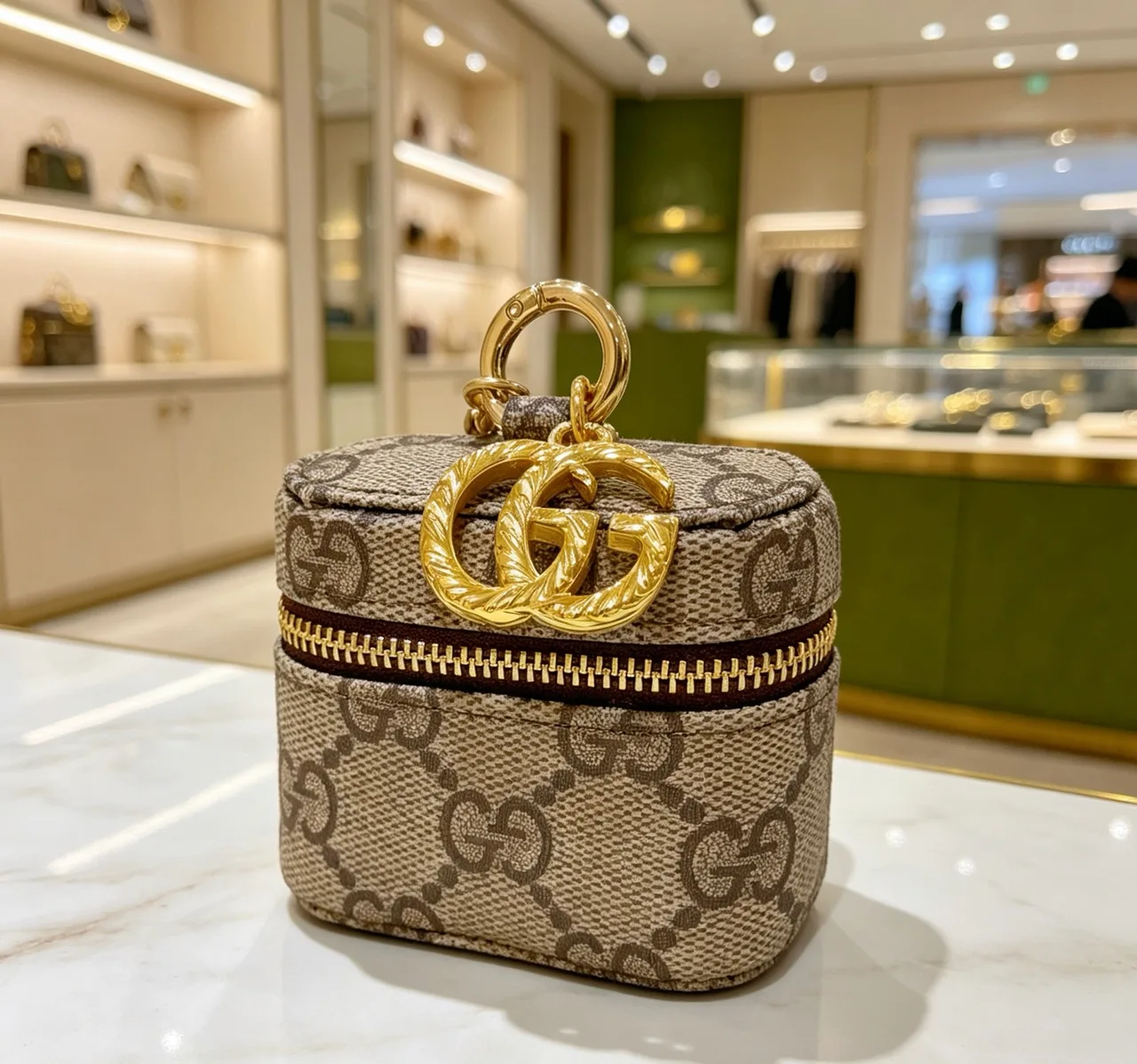 Gucci Mini Cylindrical Bag Charm in Beige · view 7