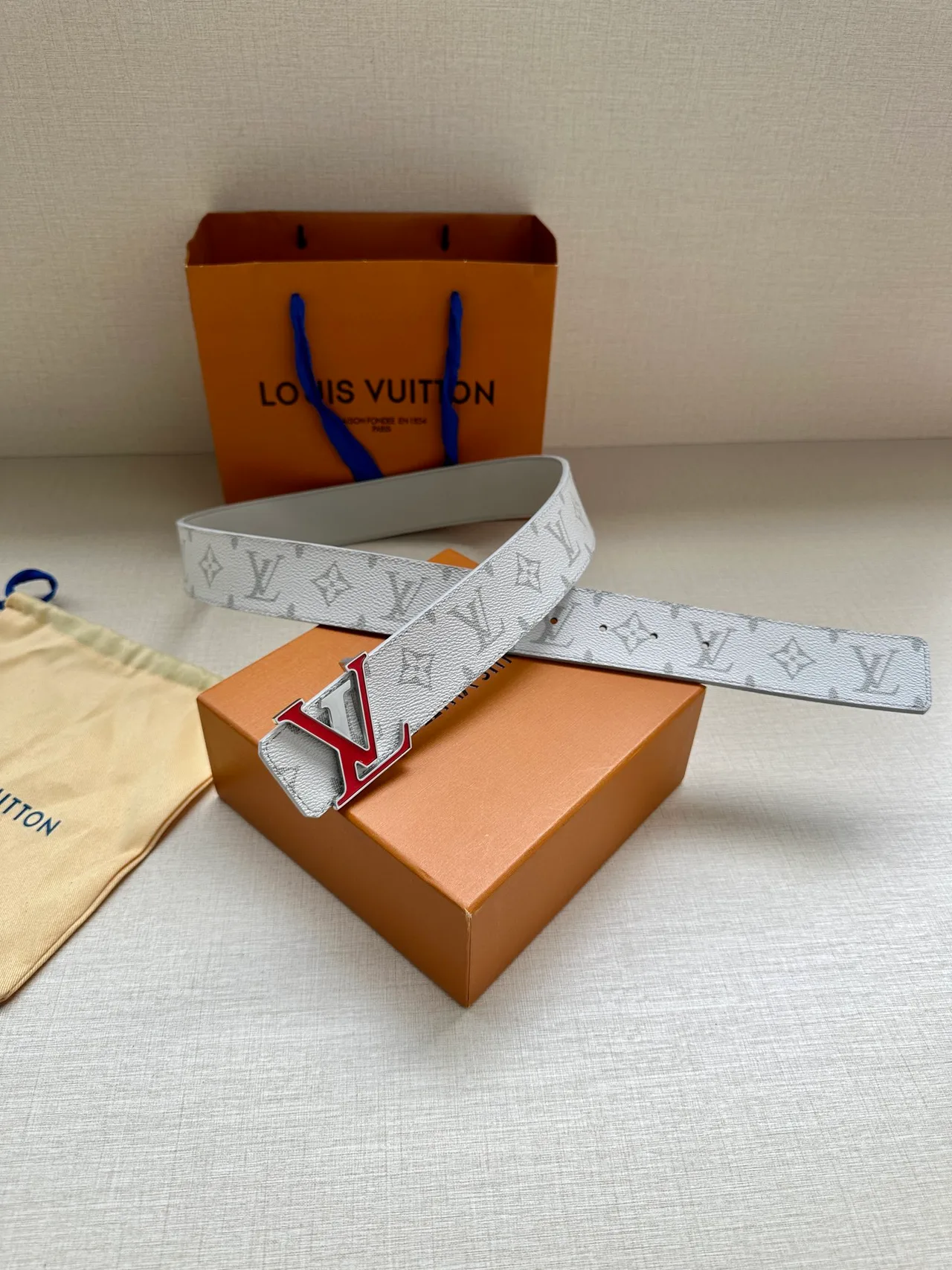 Louis Vuitton Canvas Glossy Belt in White · view 1