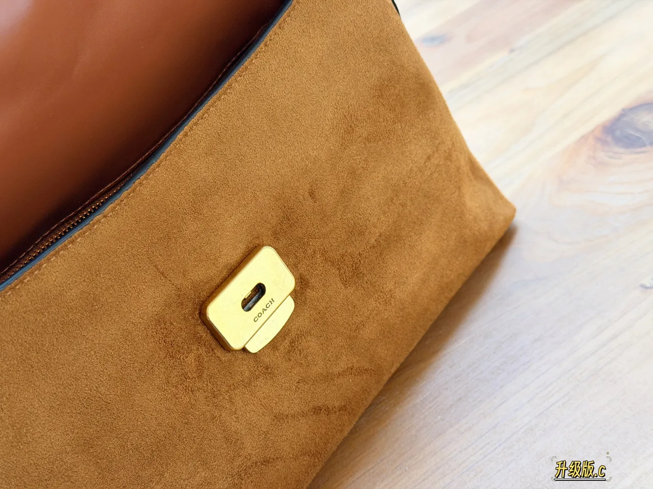 Coach Suede-Look Flap Top-Handle Bag in Tan · view 7