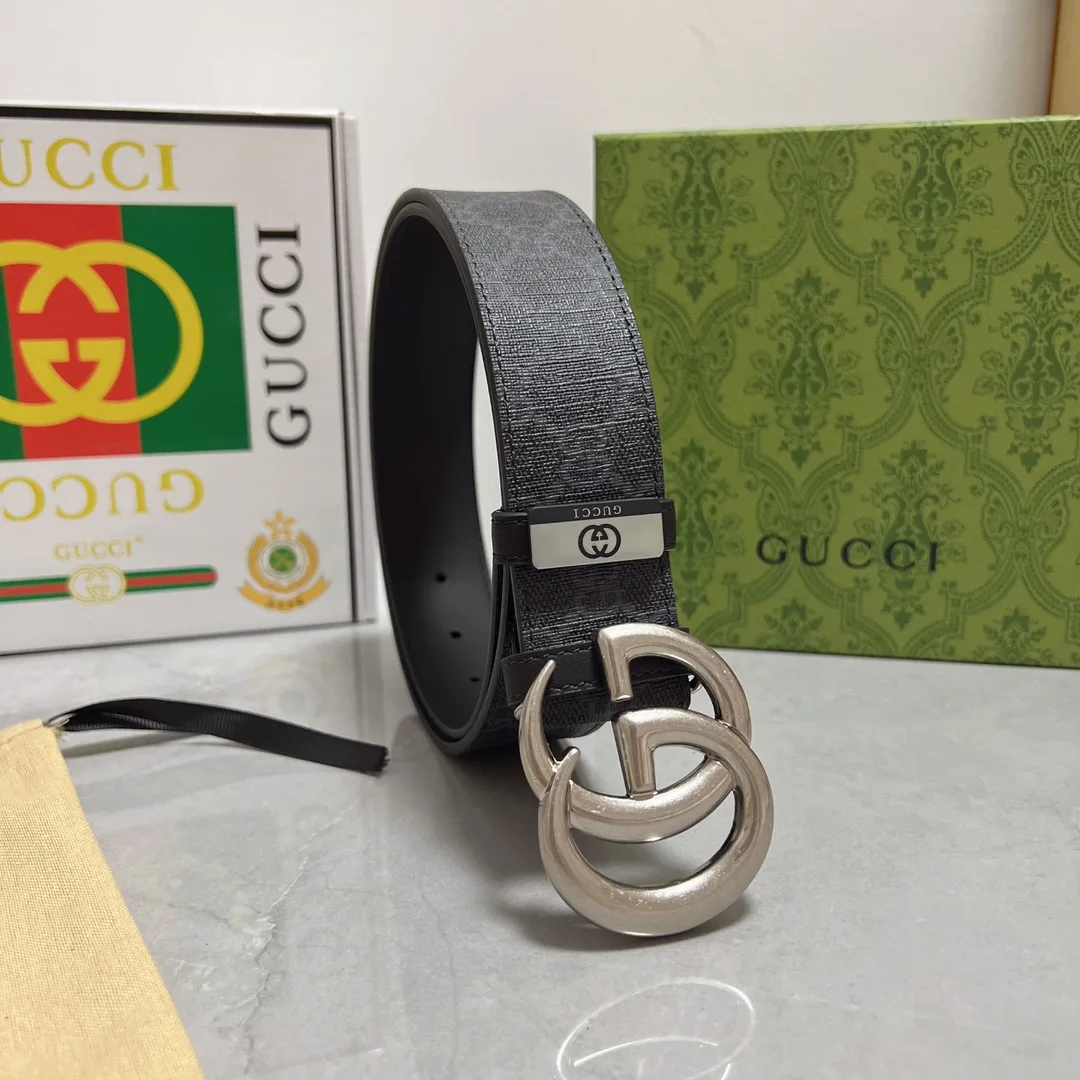 Gucci Cowhide Glossy Belt in Grey · view 1