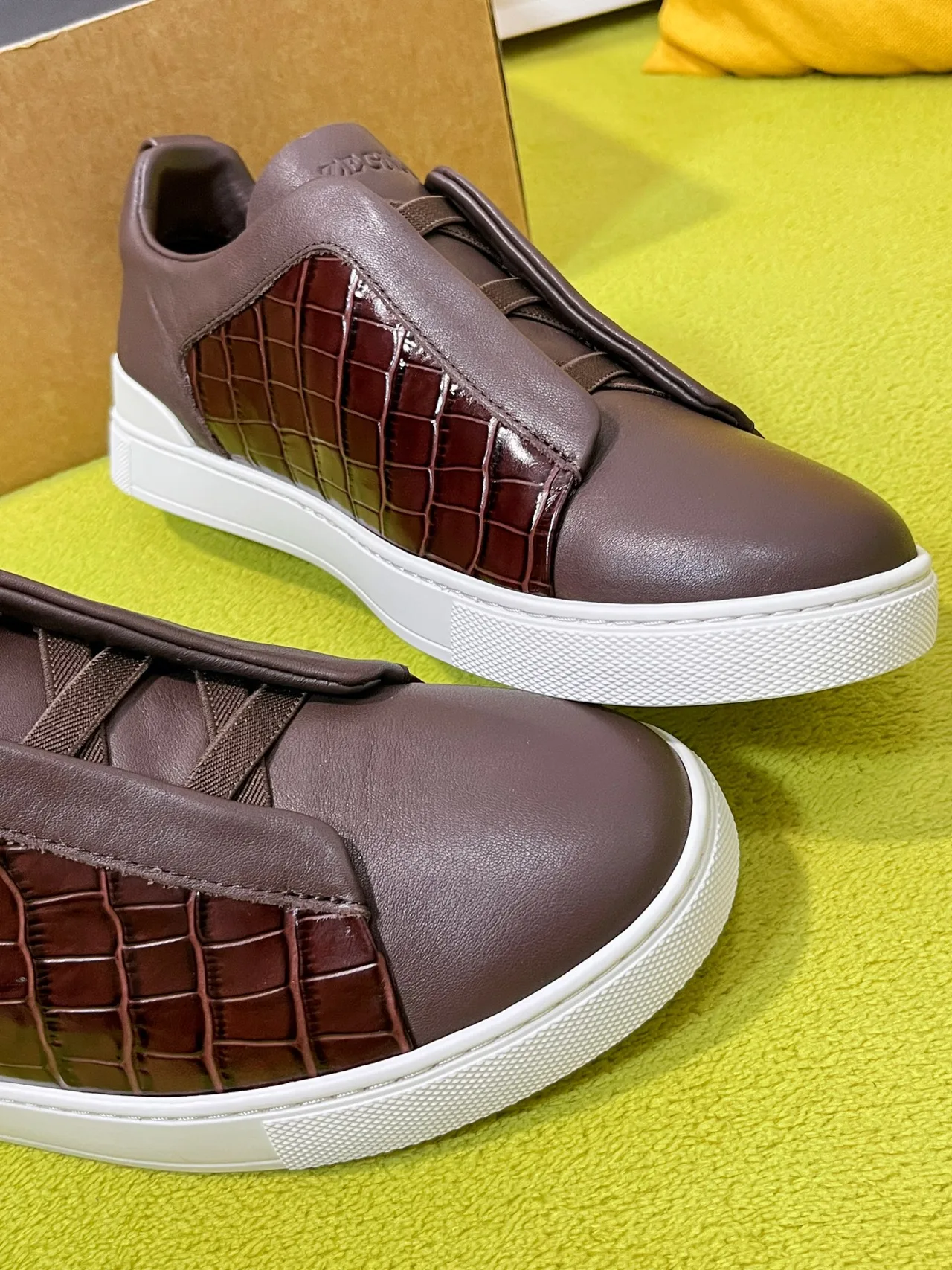 Zegna Slip-On Sneakers in Brown · view 7