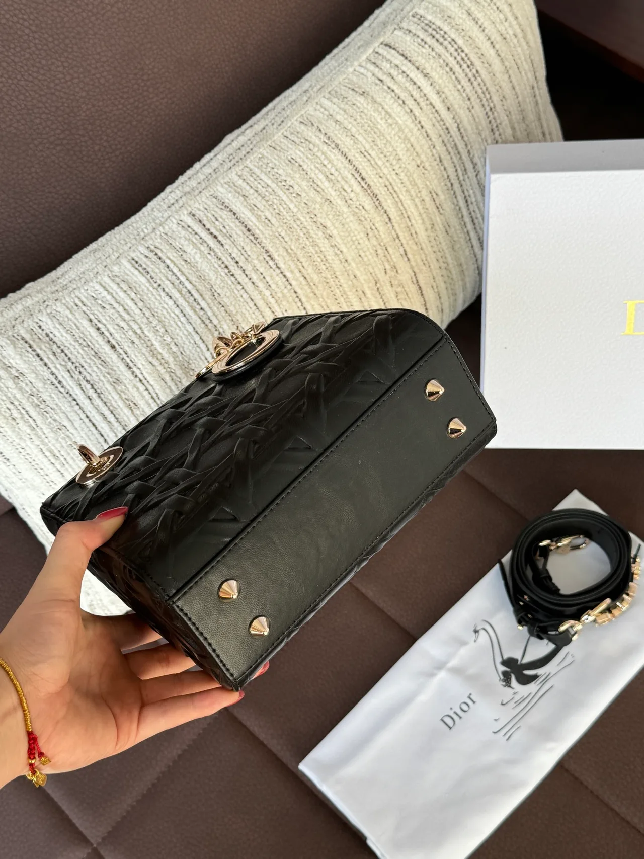 Dior Cannage Top-Handle Bag in Black & White · view 5