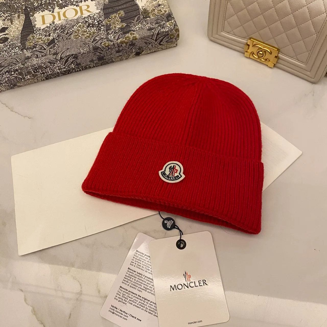 Moncler Beanie in Black & White & Tan & Grey & Red & Blue & Yellow & Orange & Pink & Cream · view 5
