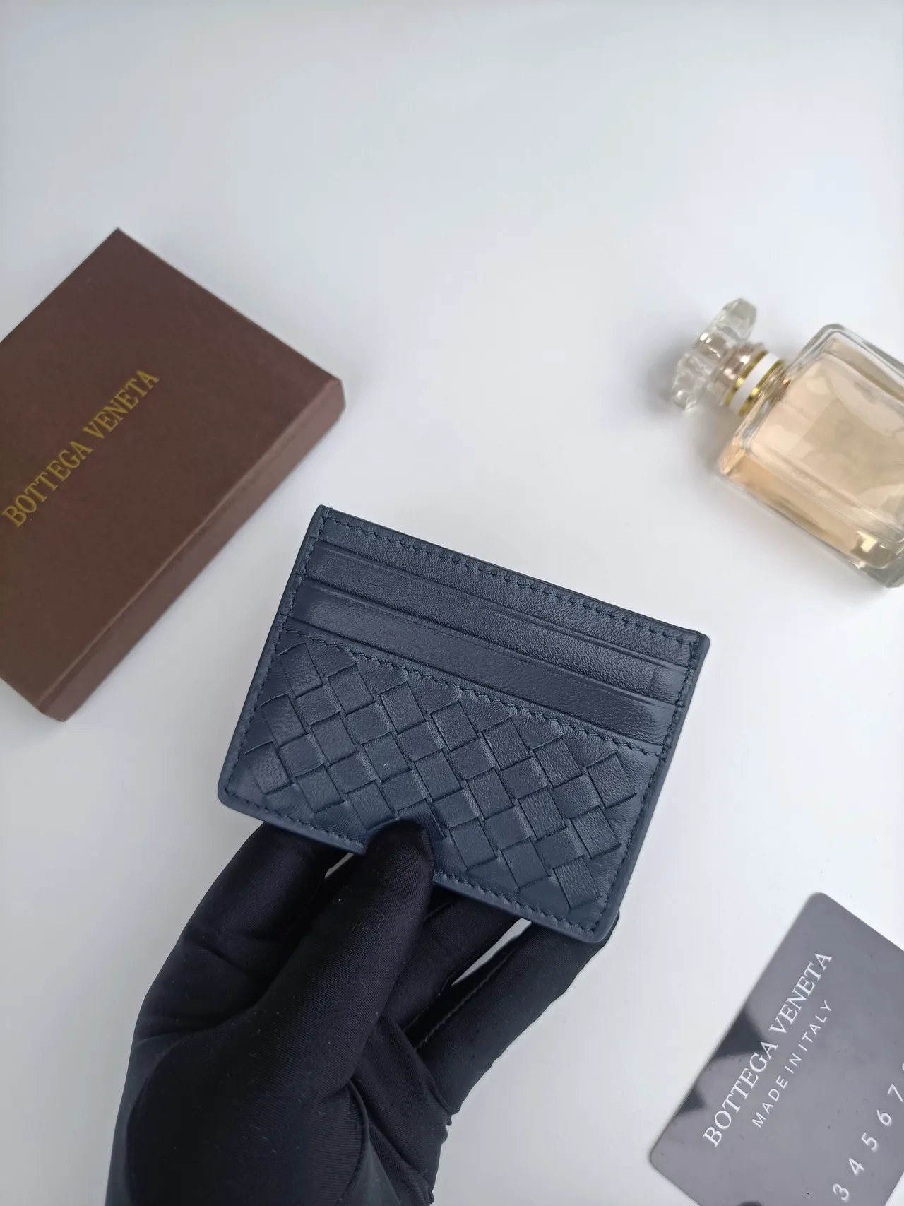 Bottega Veneta Woven Cardholder in Blue · view 4