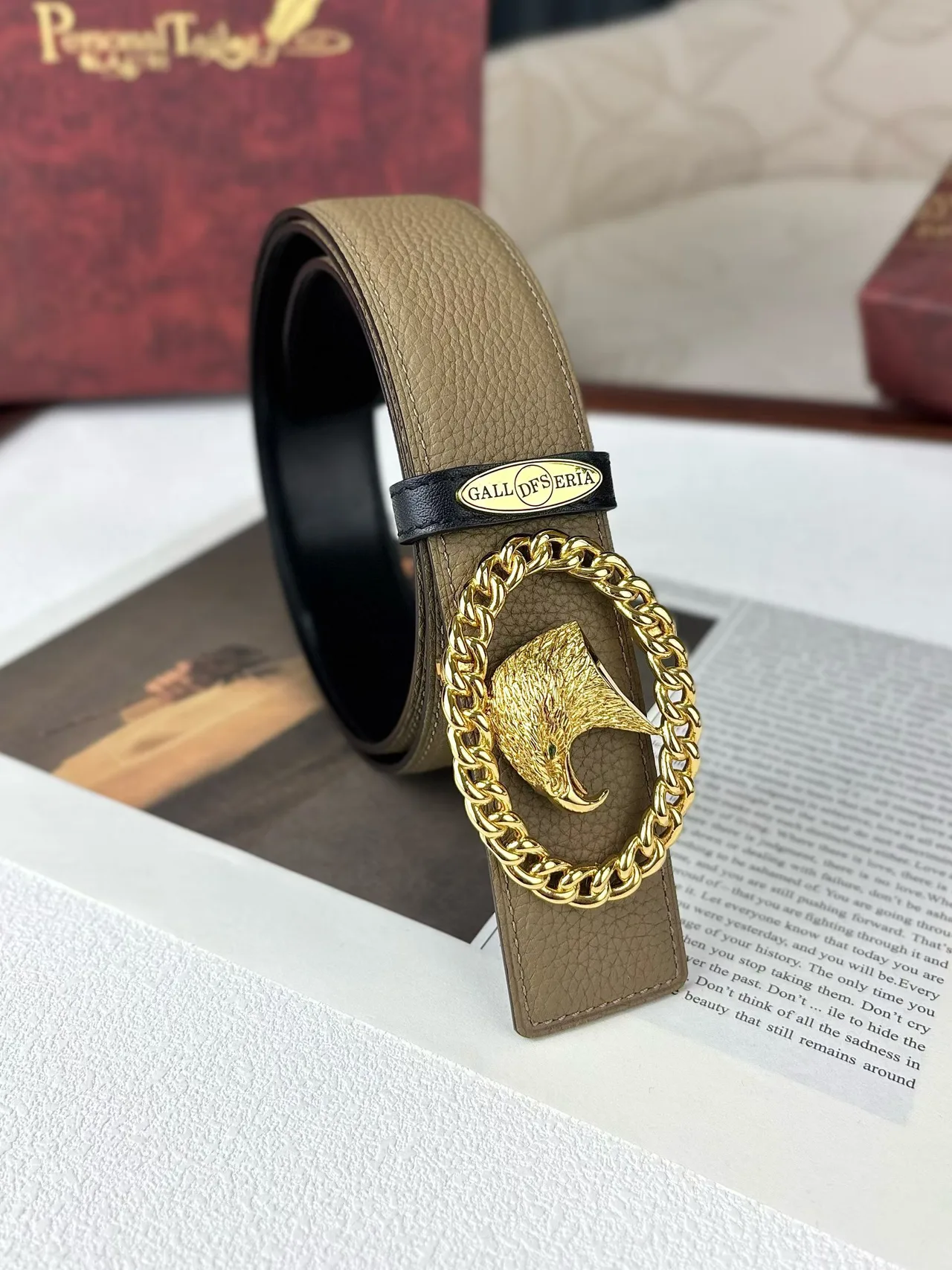 Gall Deseria Eagle Buckle Belt in Grey · view 1