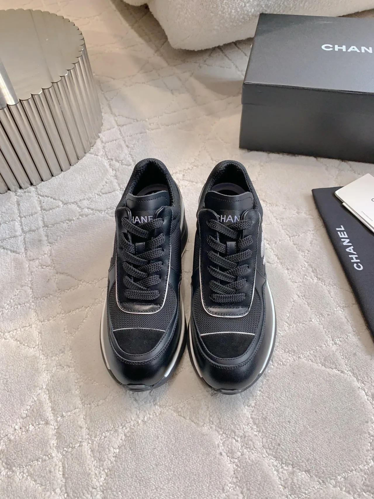 Chanel Cowhide Sneakers in Black · view 2