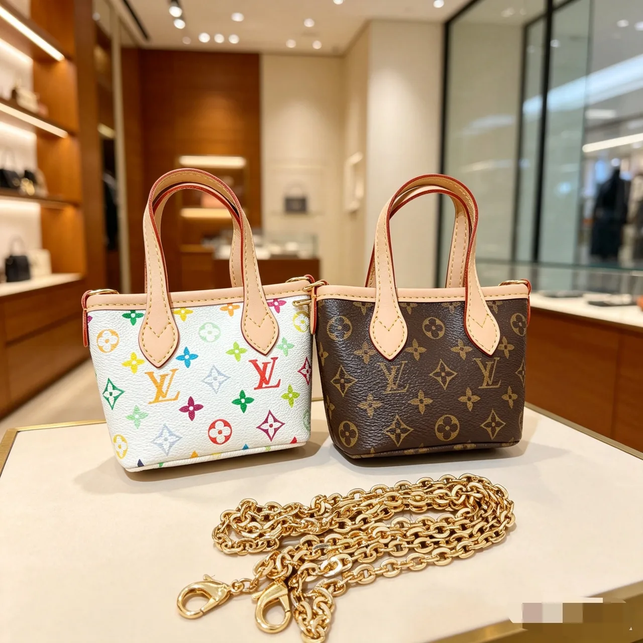 Louis Vuitton Monogram Mini Tote in Brown & White · view 8