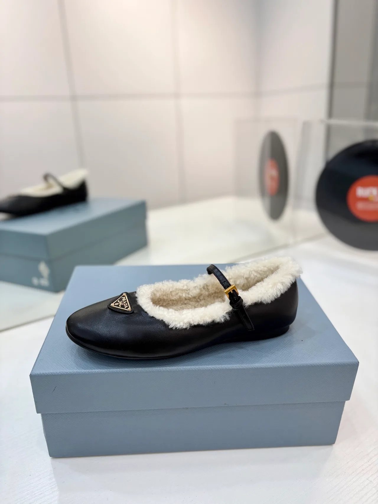Prada Smooth Mary Jane Shoes in Black · view 5