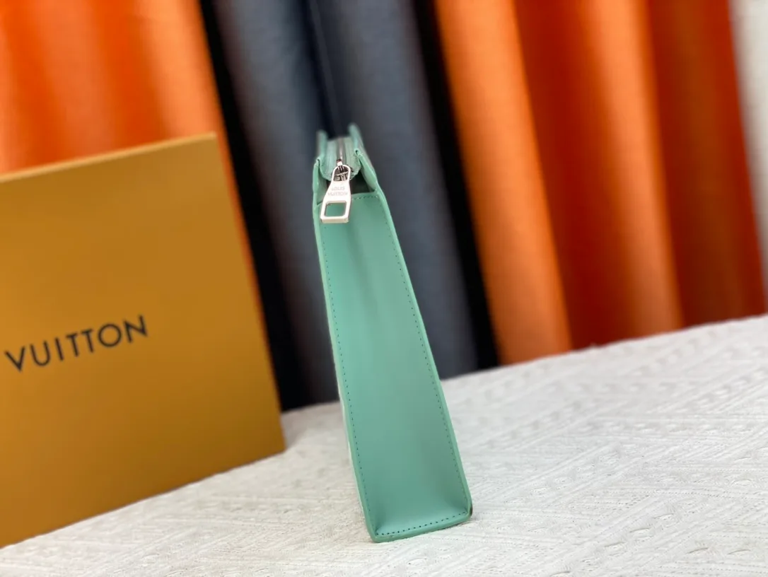 Louis Vuitton Cowhide Canvas Clutch in Green · view 4