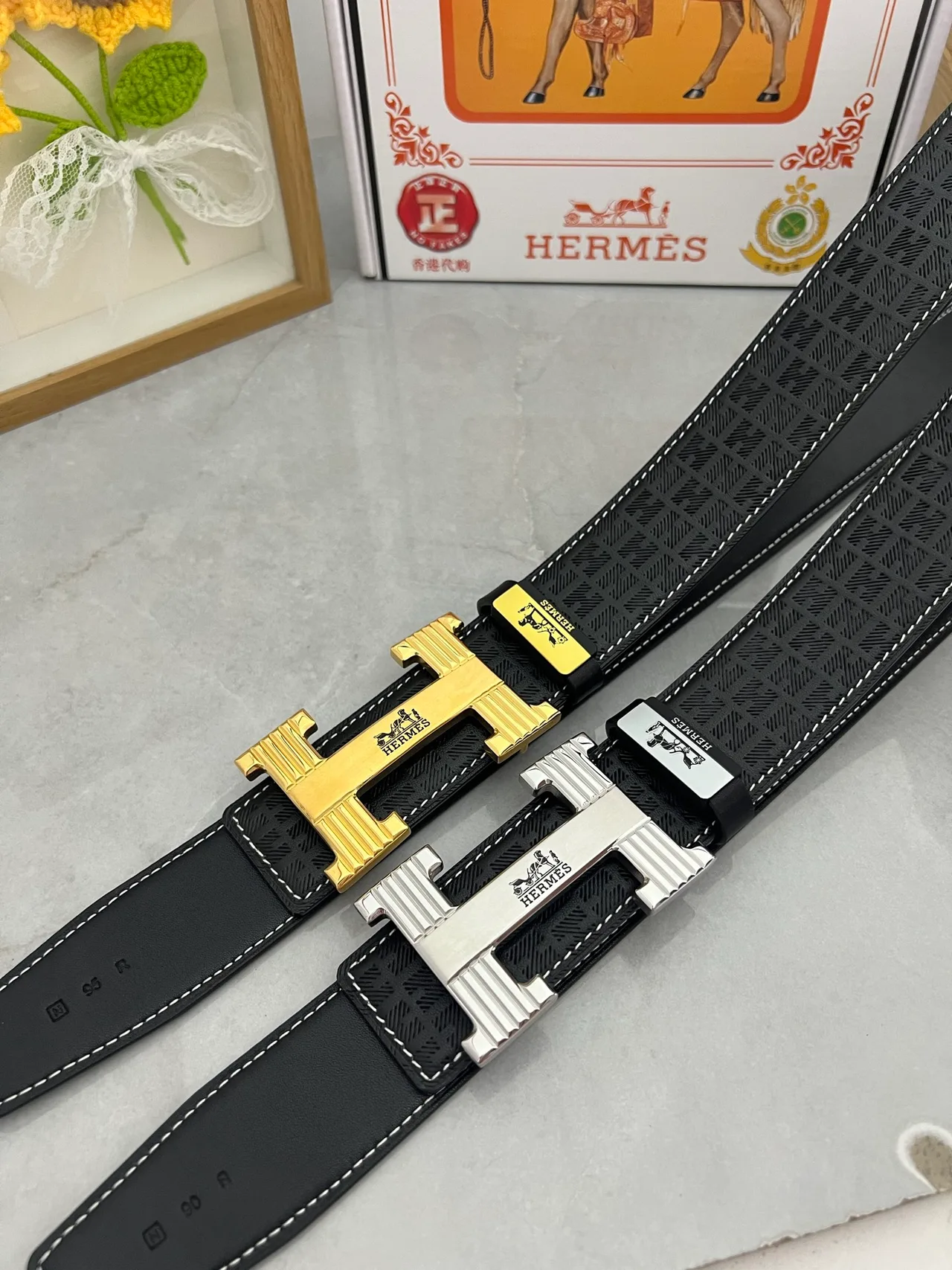 Hermes H Buckle Belt in Black · view 8