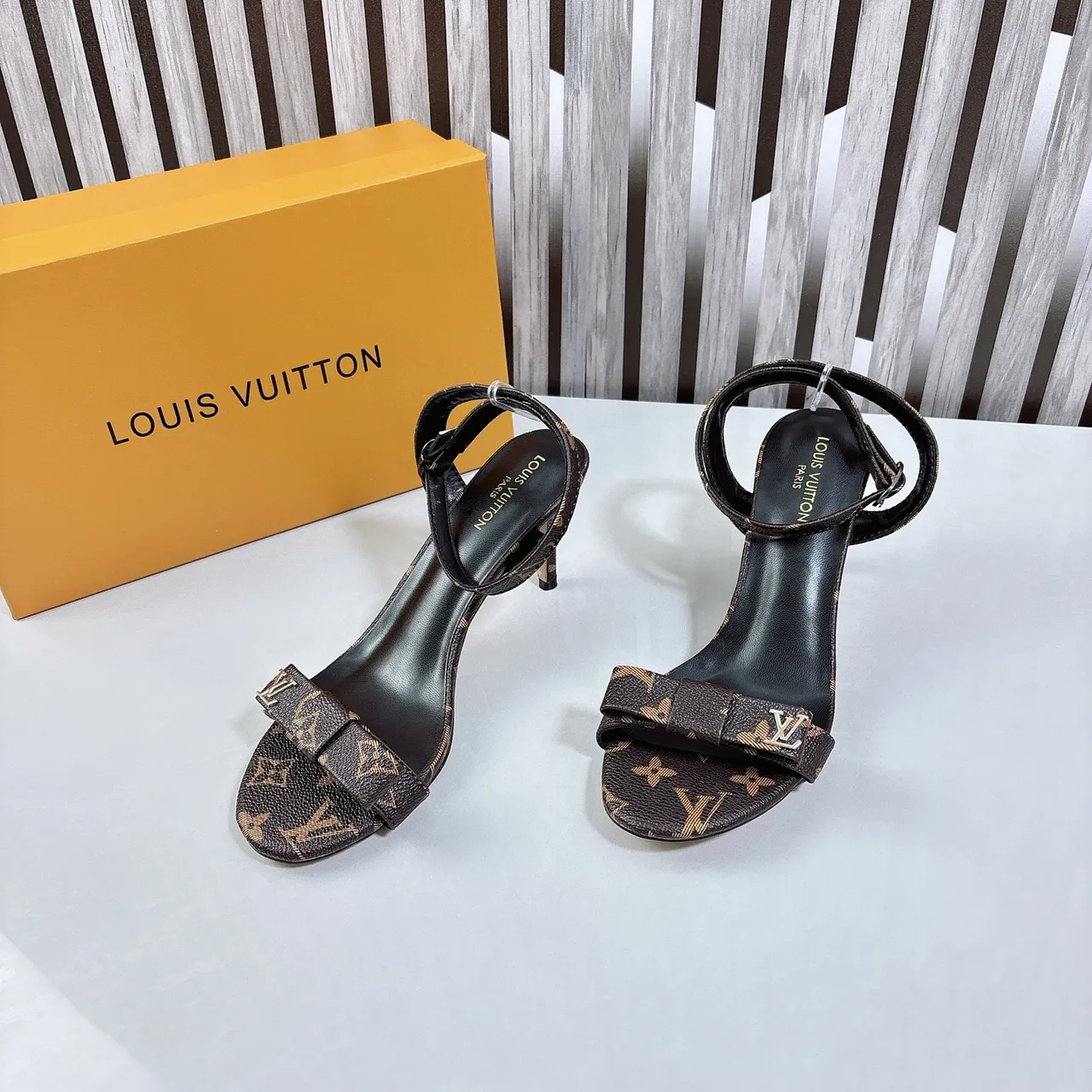 Louis Vuitton Monogram Ankle Strap Sandals in Brown · view 6