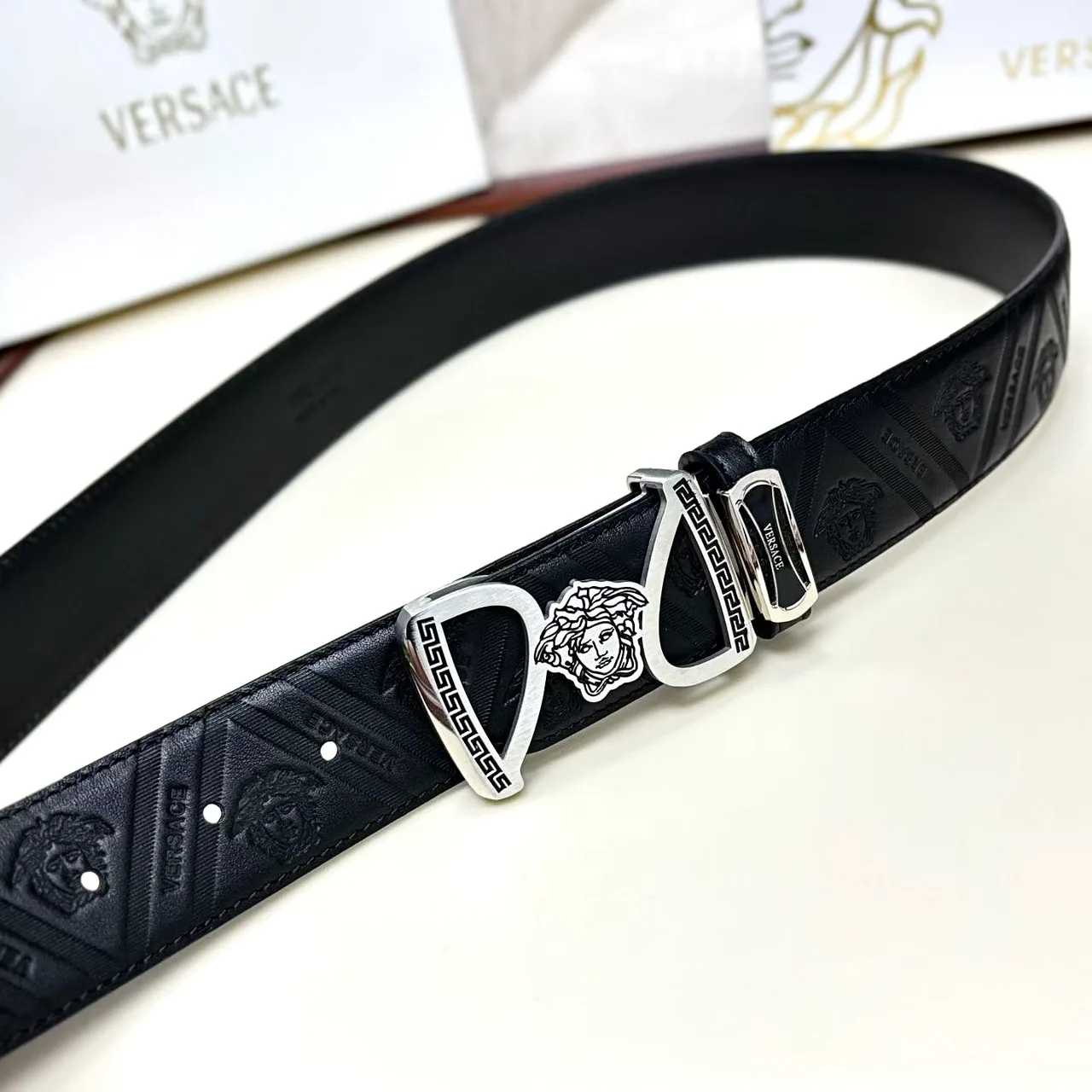 Versace Reversible Belt in Black · view 6