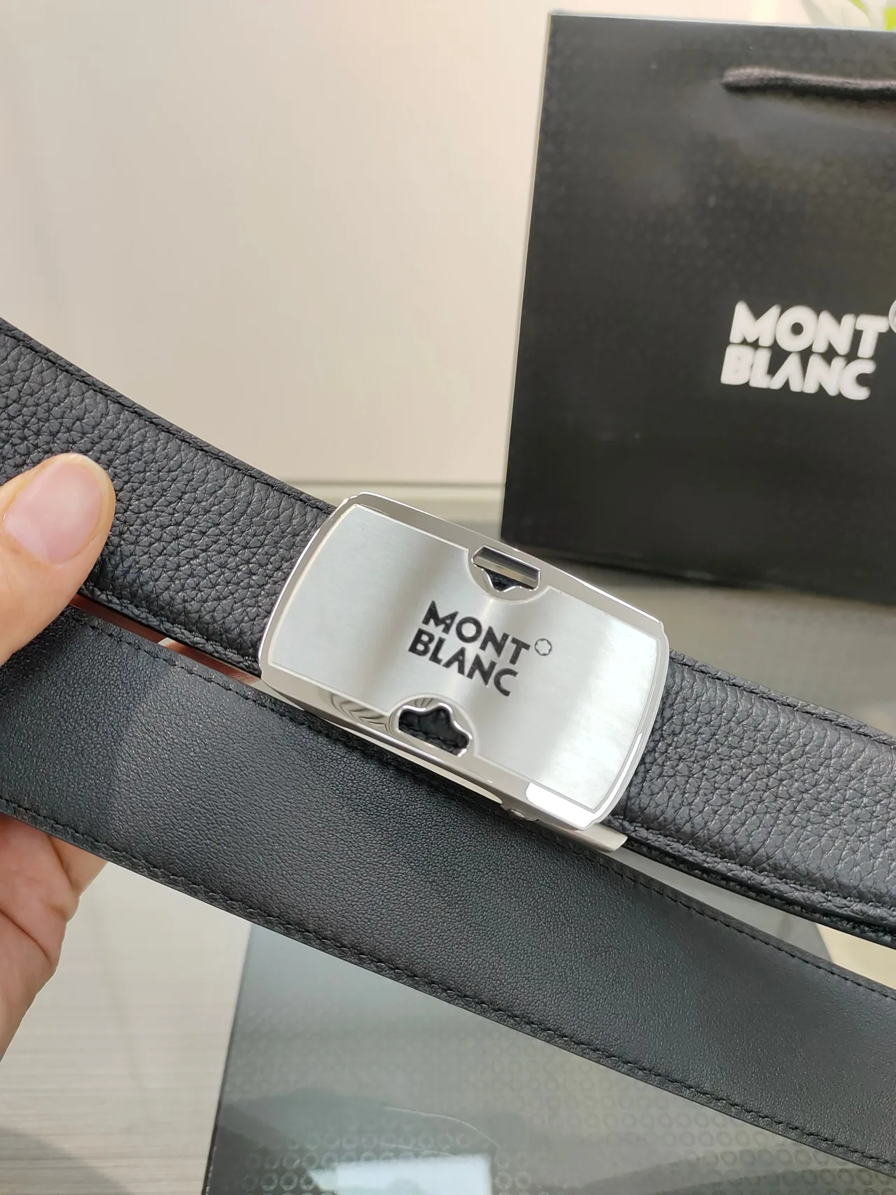 Montblanc Calfskin Glossy Belt in Black · view 5