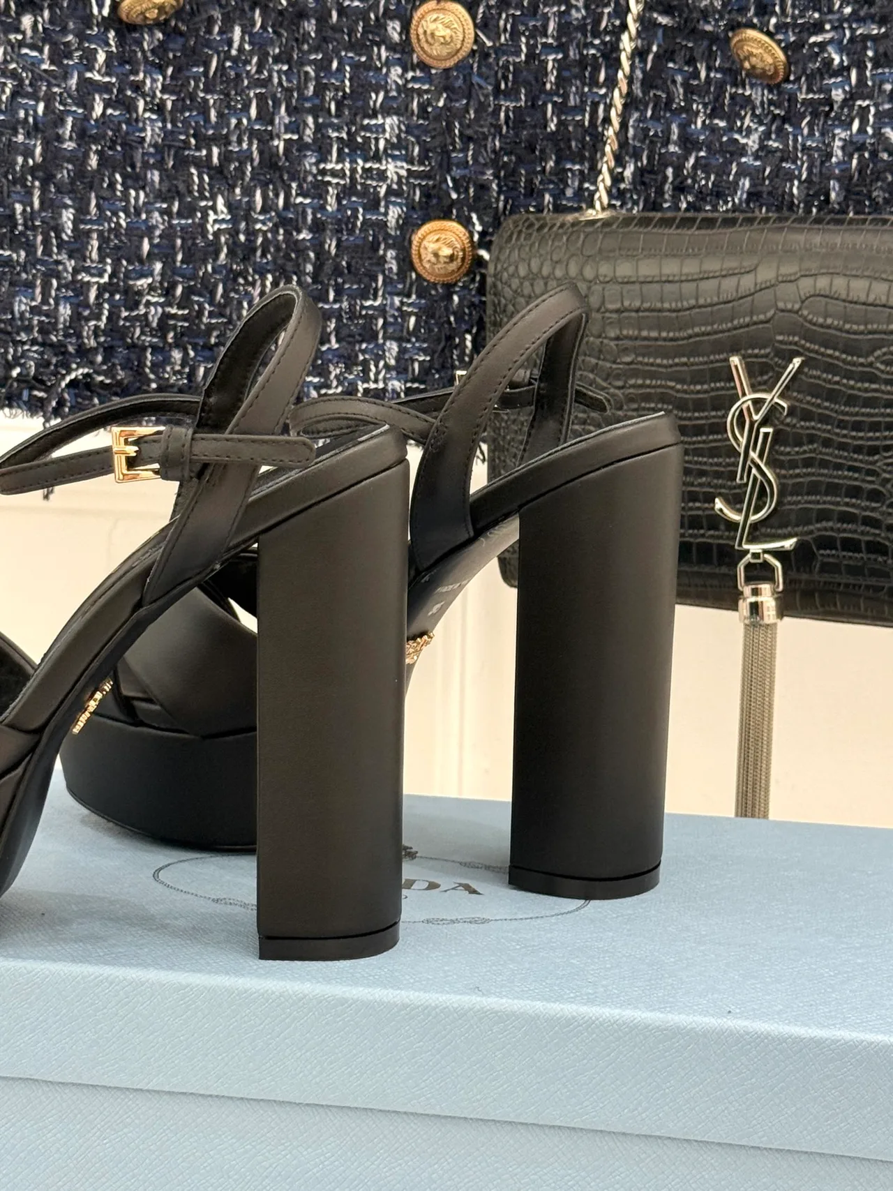 Prada Denim Sandals in Black · view 6